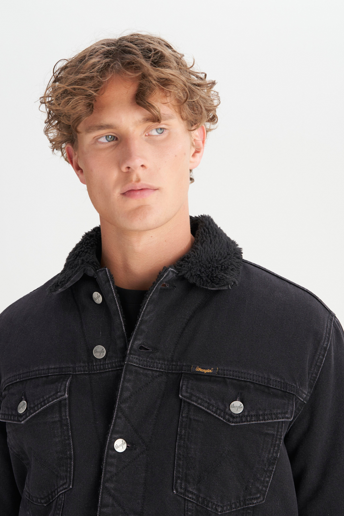 Wrangler %100 Pamuk Regular Fit Sherpa Detaylı Siyah Denim Ceket görsel 4
