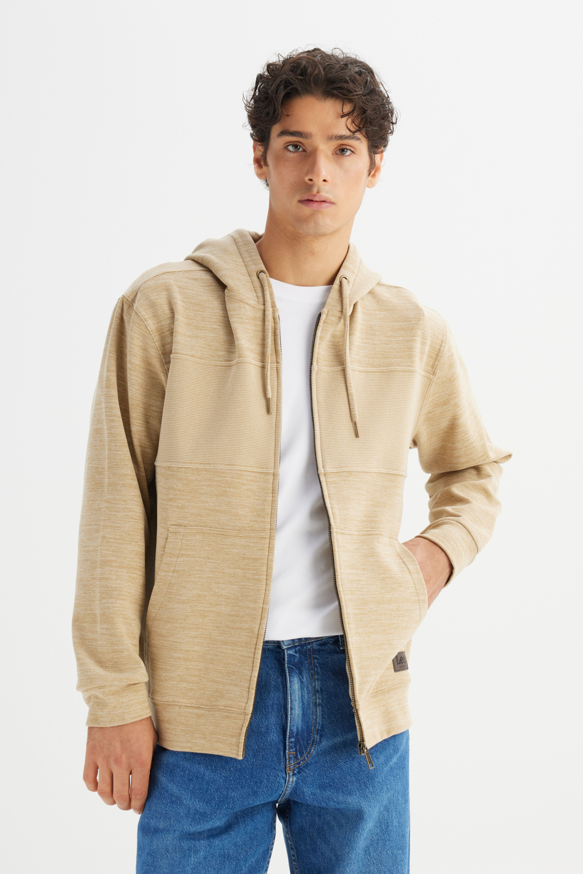 Lee Regular Fit Kapüşonlu Cepli İçi Polarlı Erkek Fermuarlı Sweatshirt Hırka görsel 3
