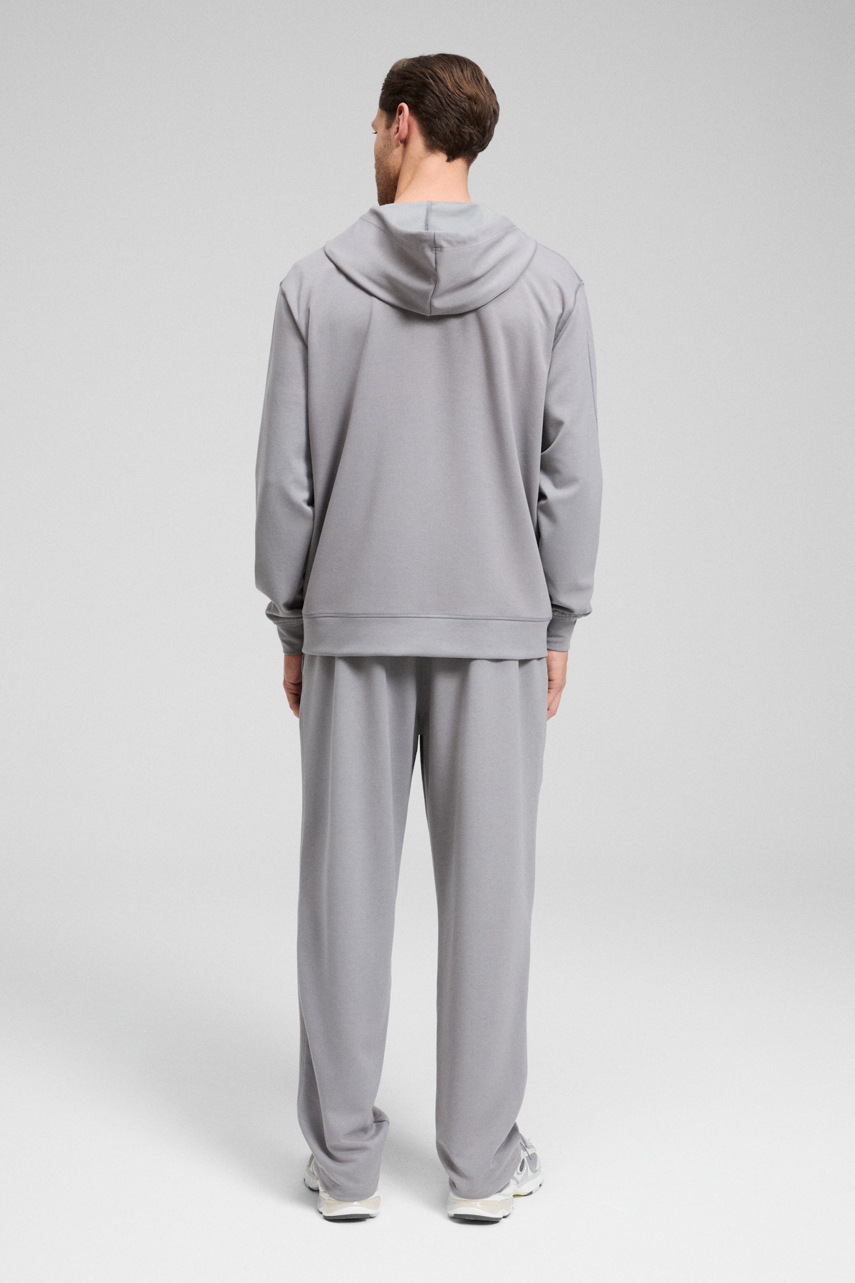 GRIMELANGE Erkek Kapüşonlu Metal Kuş Gözü Detaylı Fermuarlı Kordonlu Cepli GRİ Sweatshirt görsel 5