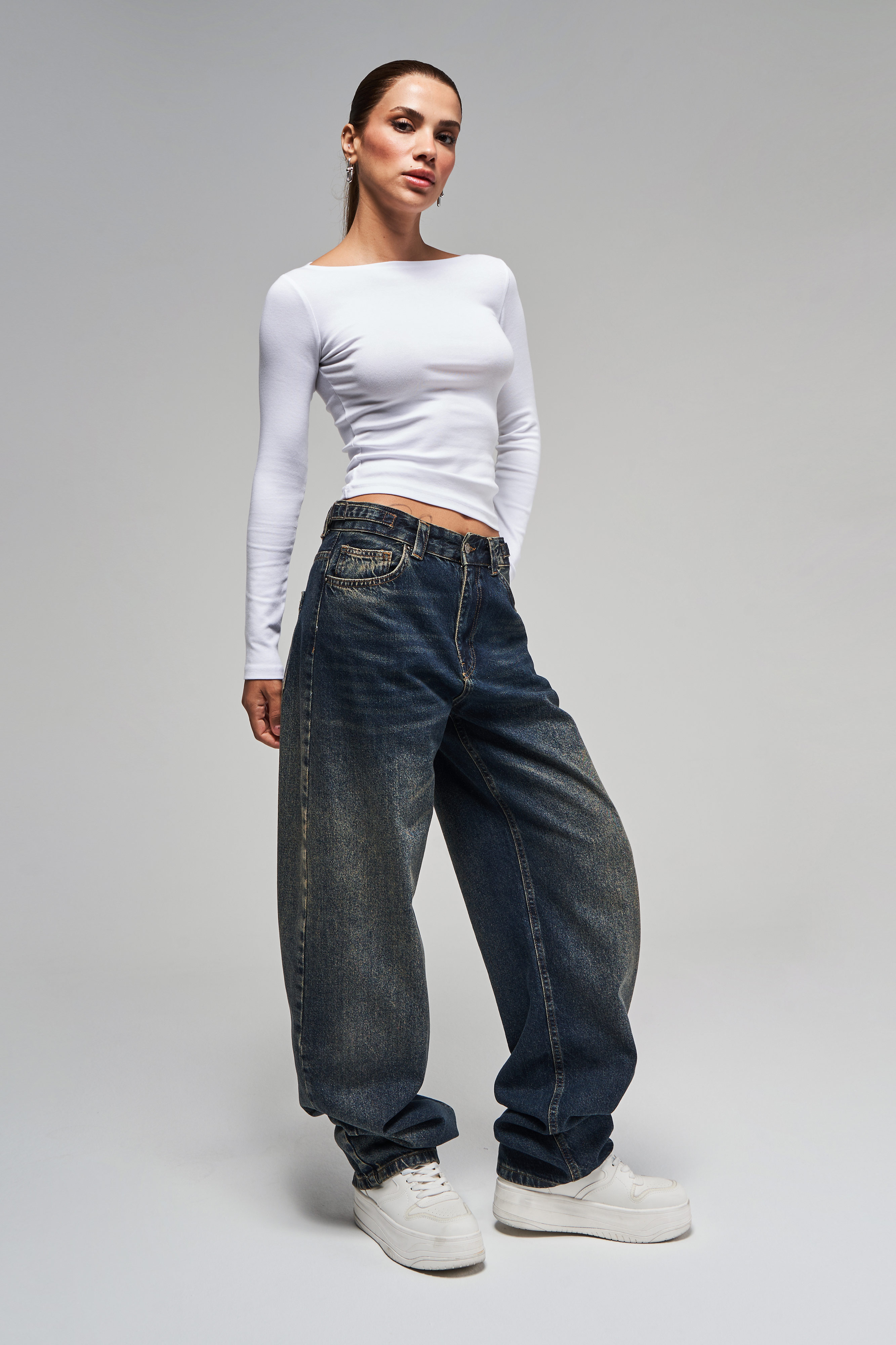 It's Basic Baggy Fit Kemer Detaylı Denim Jean görsel 2