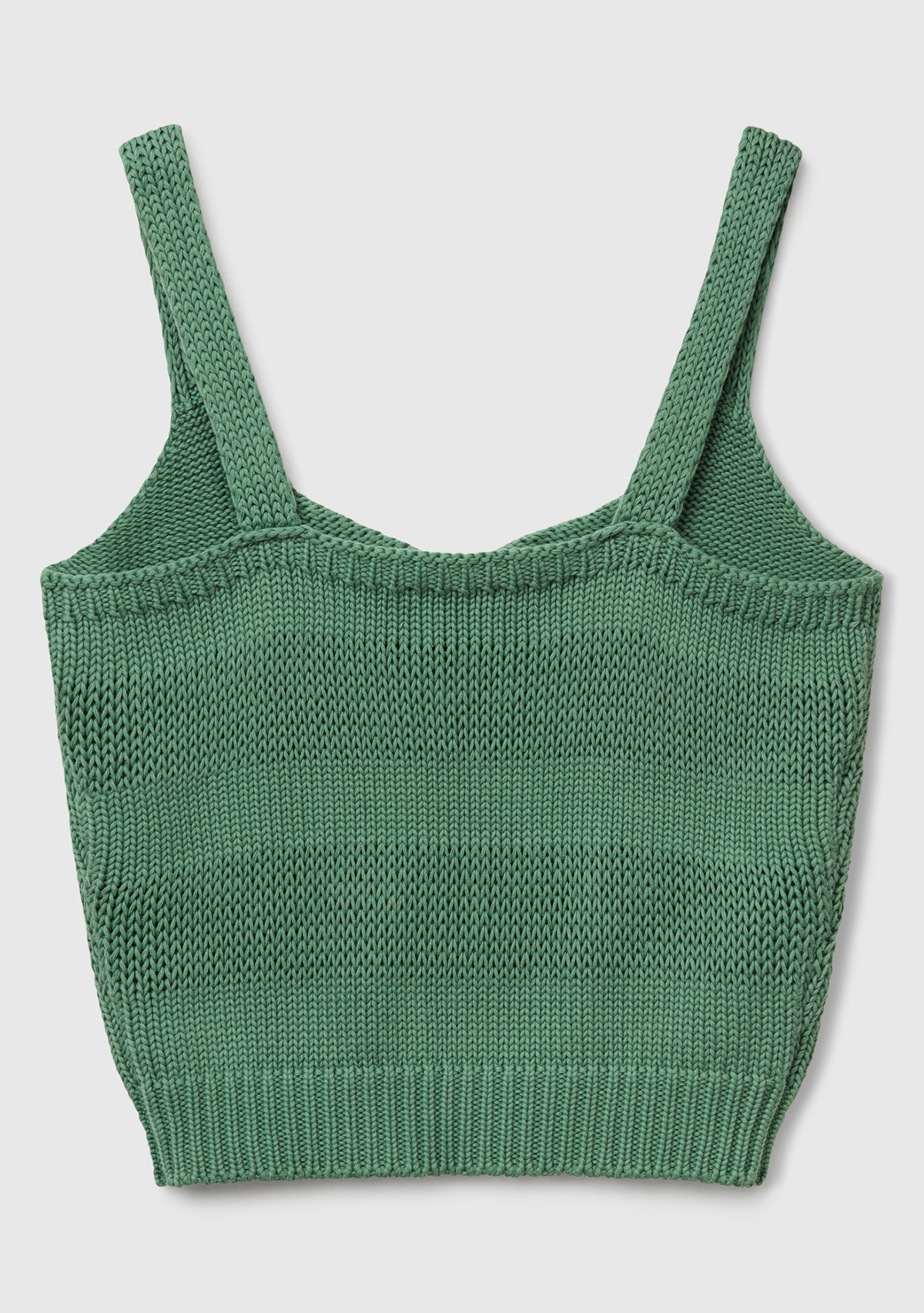 United Colors Of Benetton Kadın Açık Yeşil %100 Pamuk Şerit Efektli Örme Relax Fit V Yaka Triko Atlet görsel 2