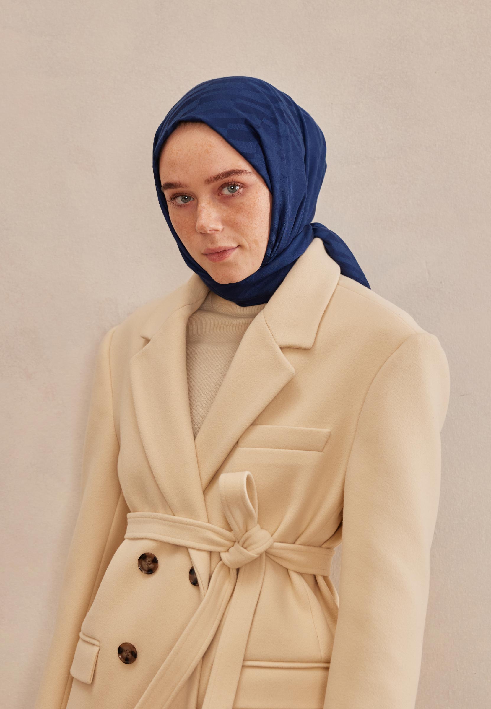 Fresh Scarfs Dublın Jakarlı Şal Gece Mavısı görsel 3