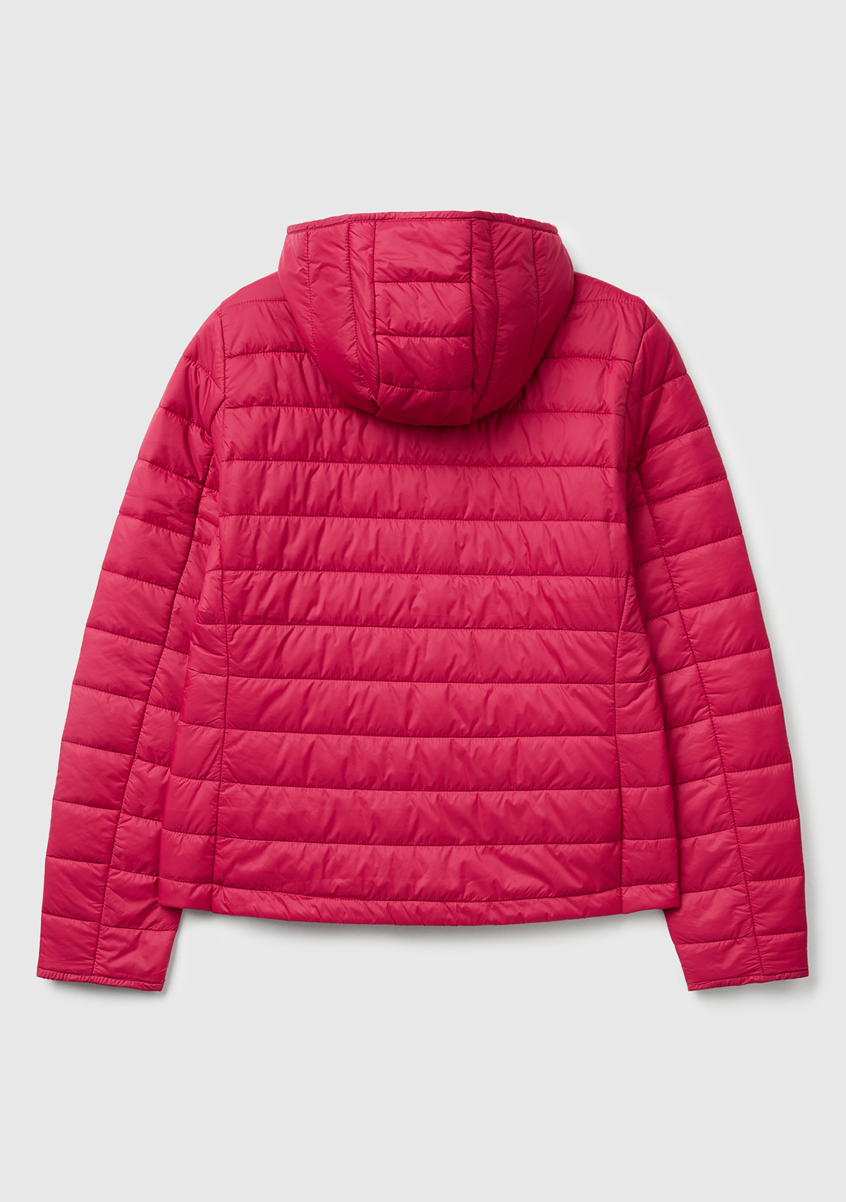 United Colors Of Benetton Kadın Fuşya Polyester Dolgulu Feramuarlı Kapüşonlu Slim Fit Puffer Mont görsel 4