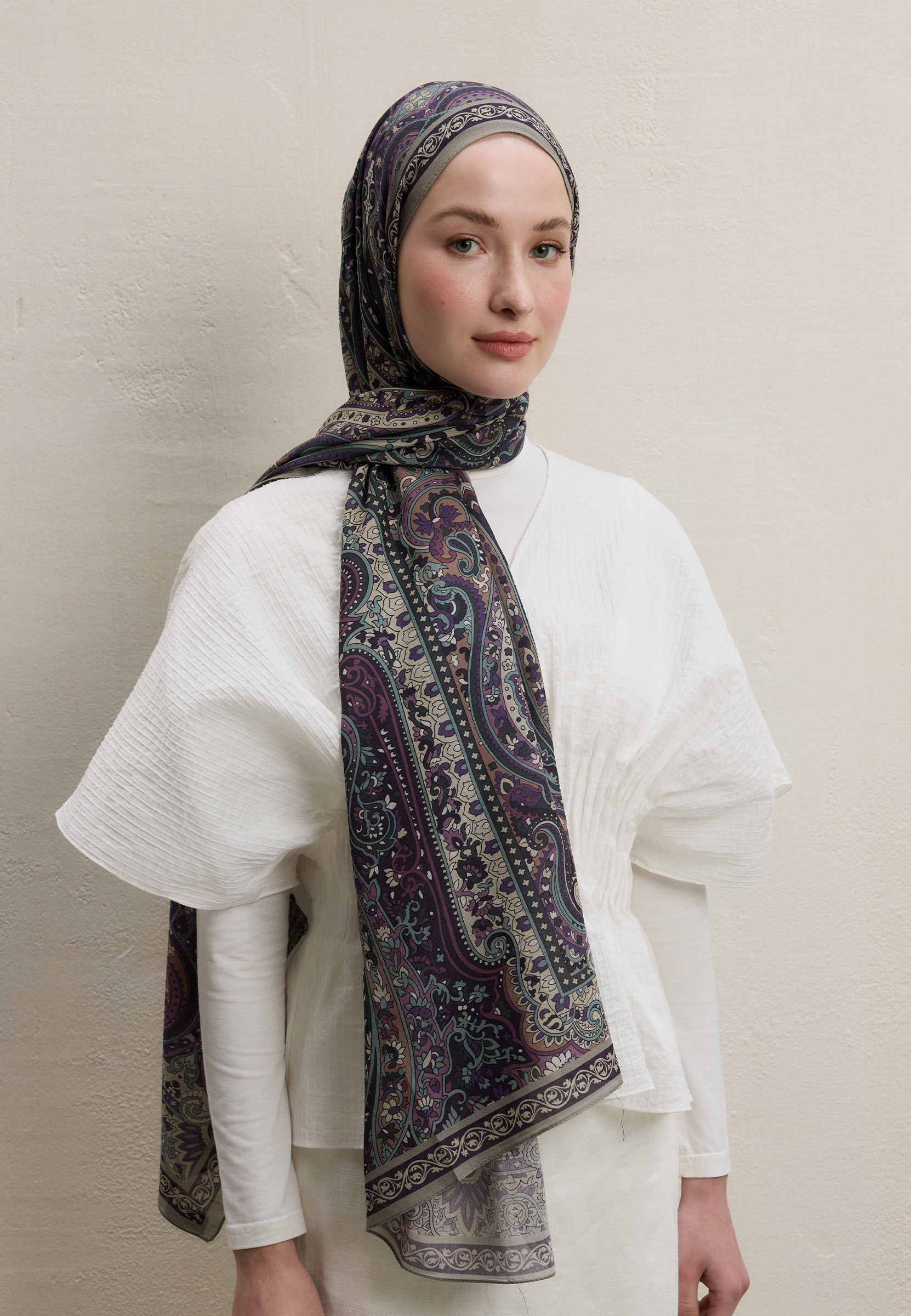 Fresh Scarfs Zaıra Desen Şal Lavanta