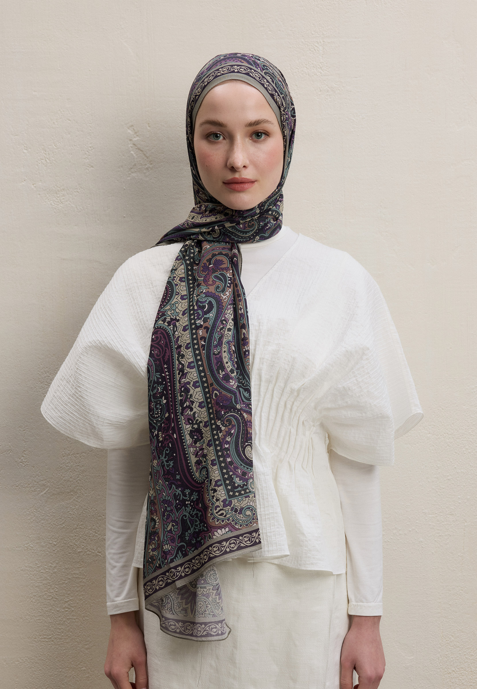 Fresh Scarfs Zaıra Desen Şal Lavanta görsel 2
