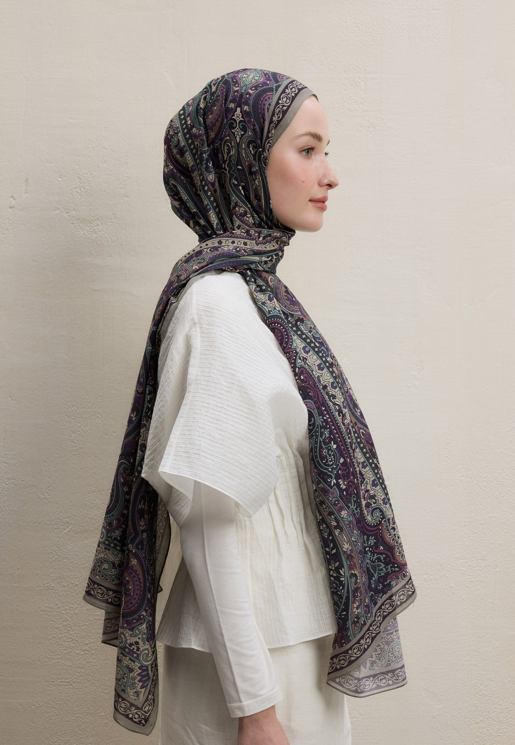 Fresh Scarfs Zaıra Desen Şal Lavanta görsel 3