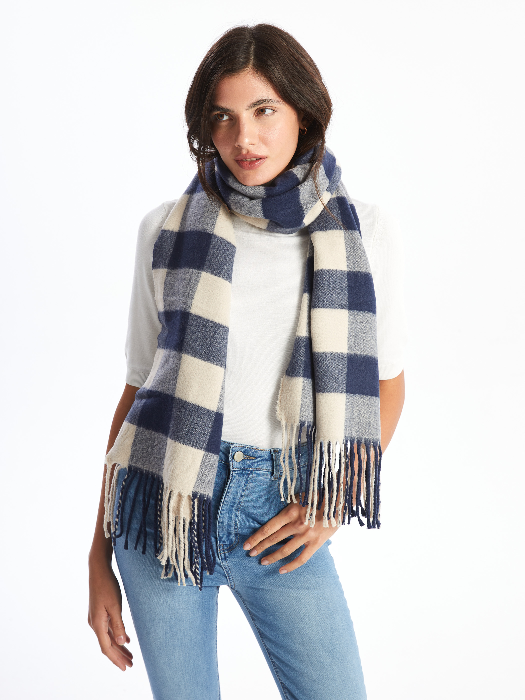 LCW ACCESSORIES Saçaklı Ekose Desenli Kadın Atkı