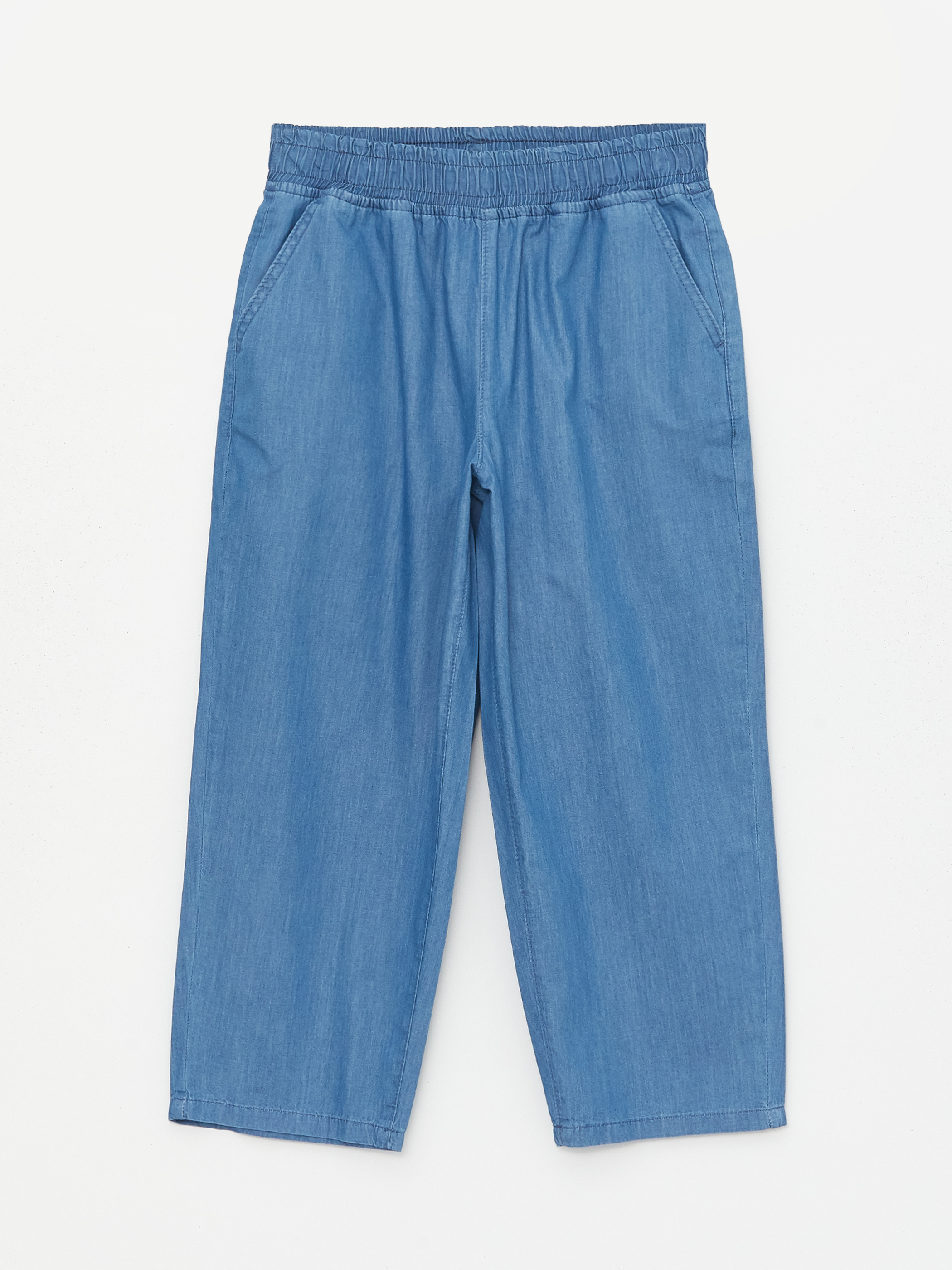 LCW ECO Kadın Beli Lastikli Düz Jean Kapri görsel 6