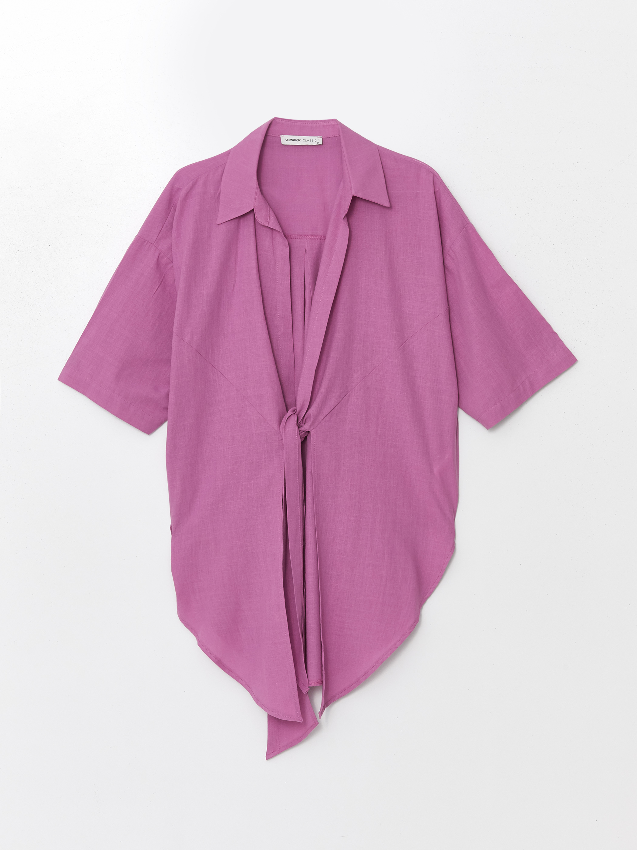 LCWAIKIKI Classic Şal Yaka Düz Oversize Keten Görünümlü Kadın Kimono görsel 5