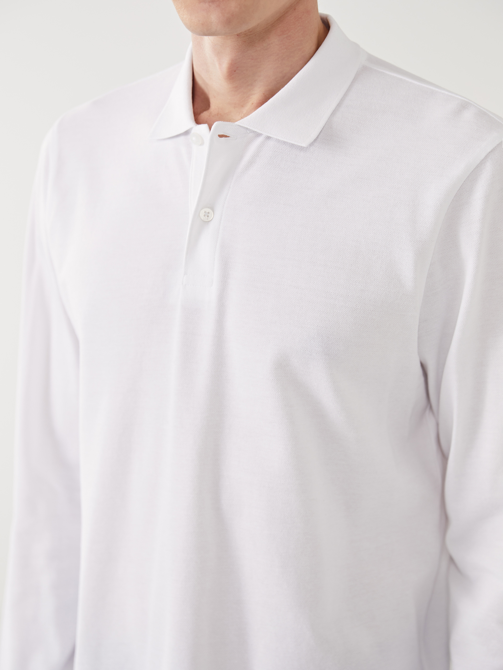 LCWAIKIKI Basic Polo Yaka Uzun Kollu Pike Erkek Tişört görsel 3
