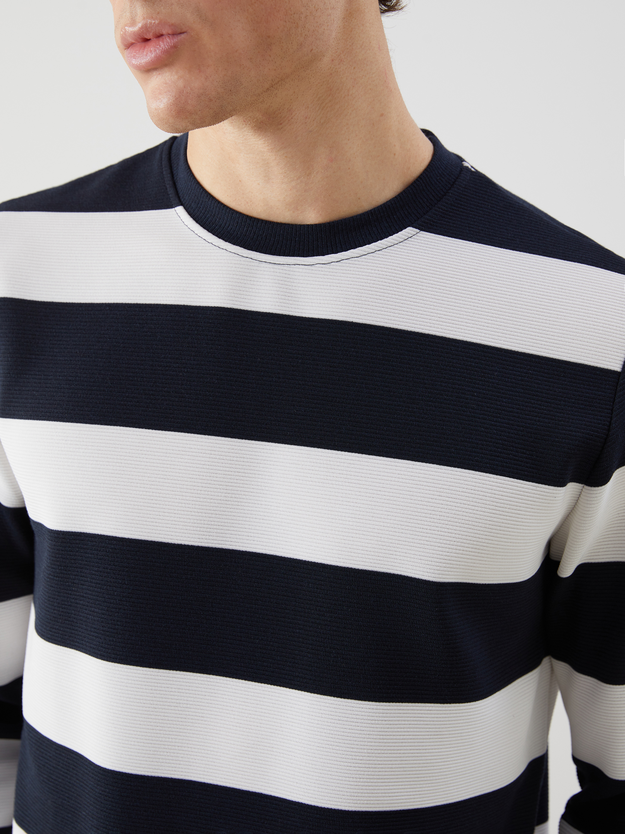 LCWAIKIKI Classic Bisiklet Yaka Uzun Kollu Çizgili Erkek Sweatshirt görsel 3