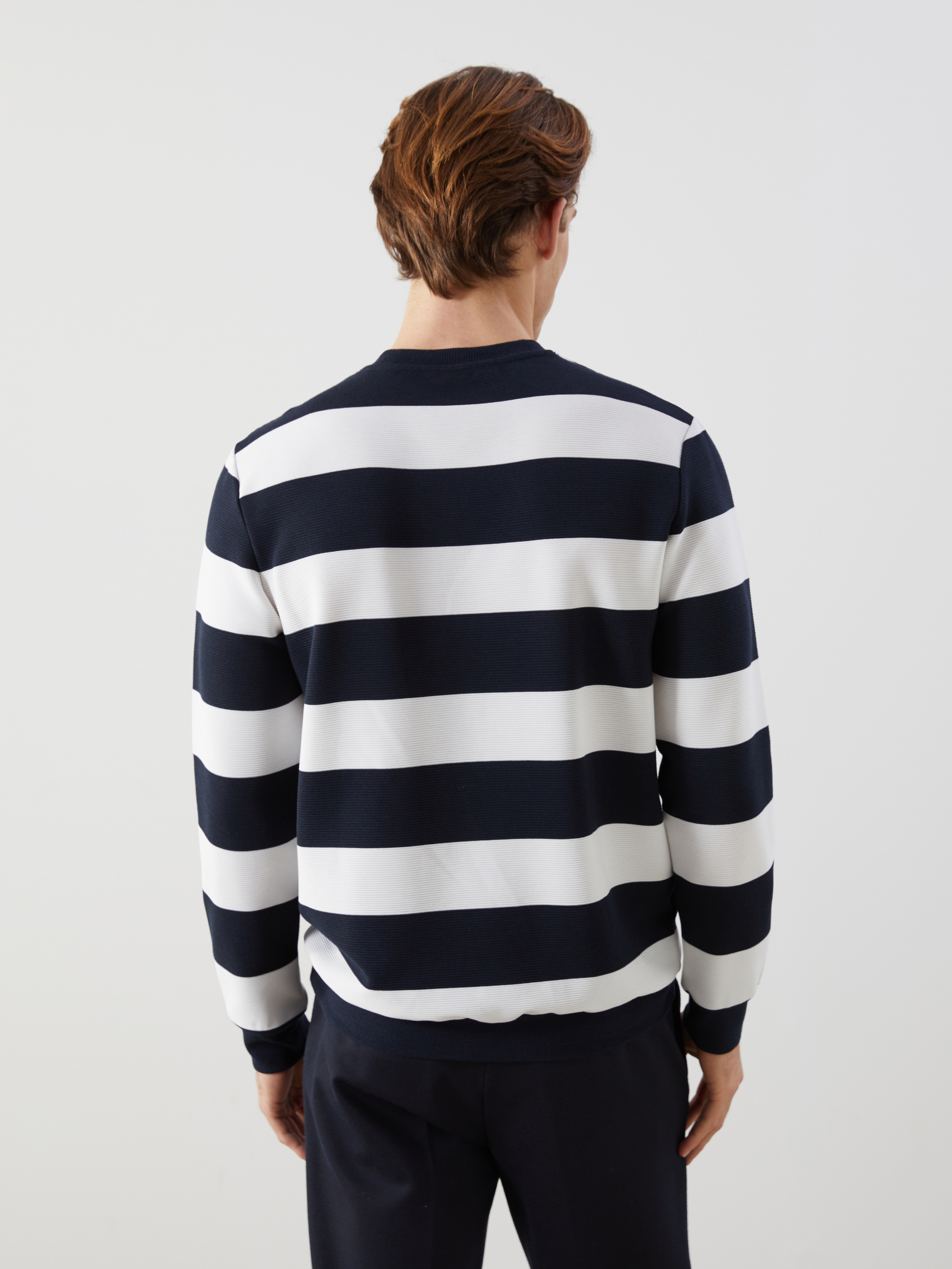 LCWAIKIKI Classic Bisiklet Yaka Uzun Kollu Çizgili Erkek Sweatshirt görsel 4