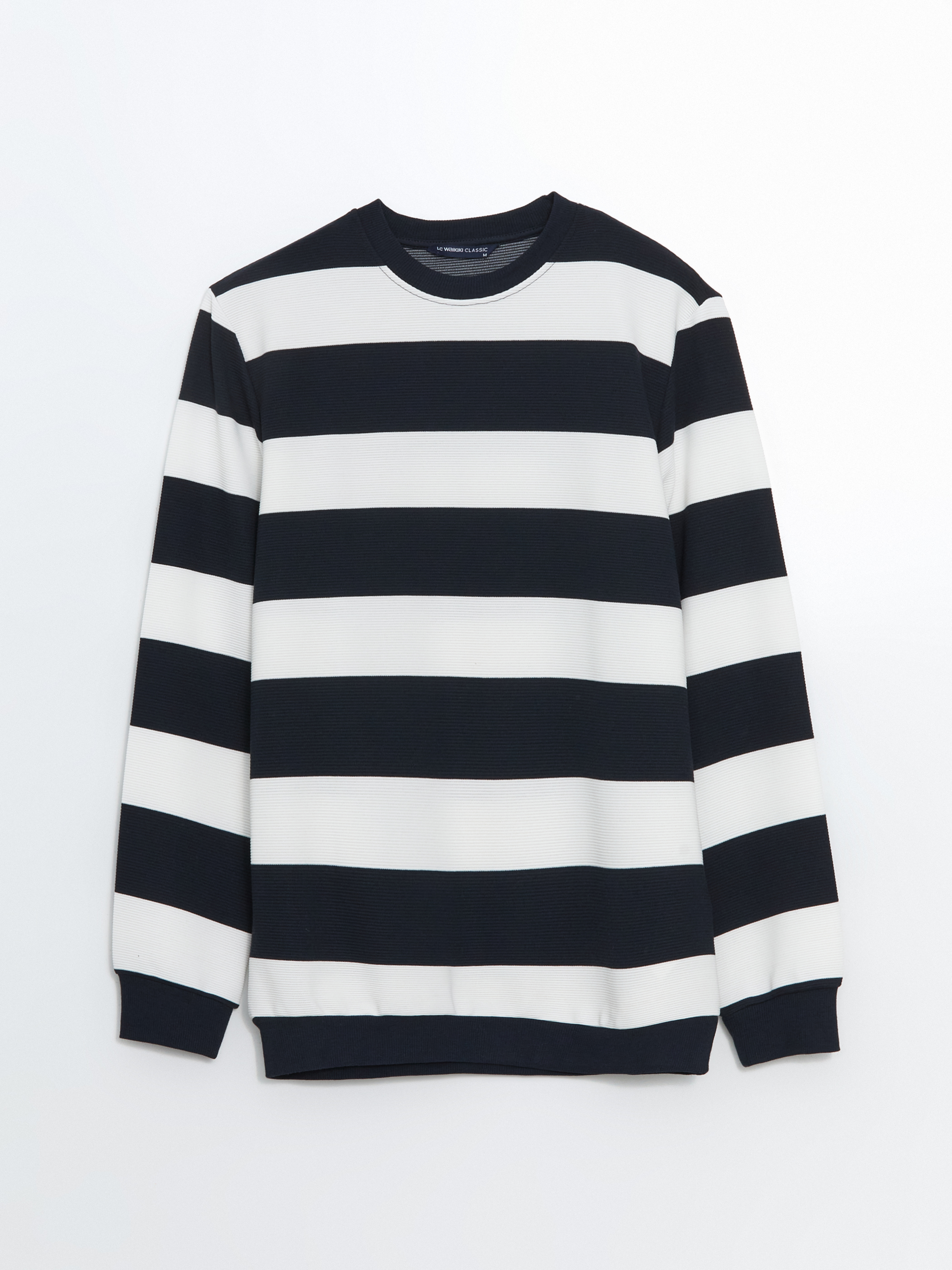 LCWAIKIKI Classic Bisiklet Yaka Uzun Kollu Çizgili Erkek Sweatshirt görsel 5