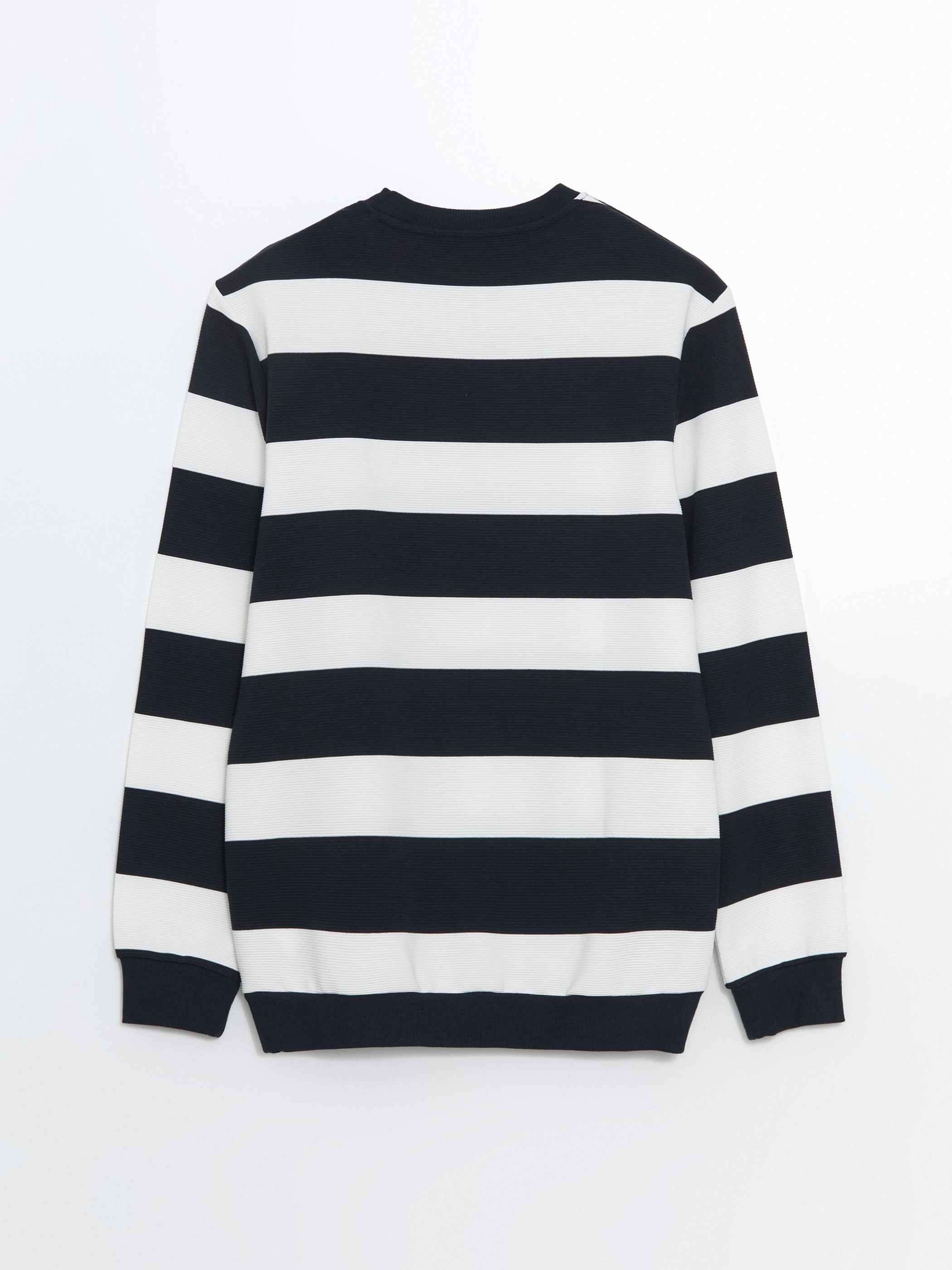 LCWAIKIKI Classic Bisiklet Yaka Uzun Kollu Çizgili Erkek Sweatshirt görsel 6