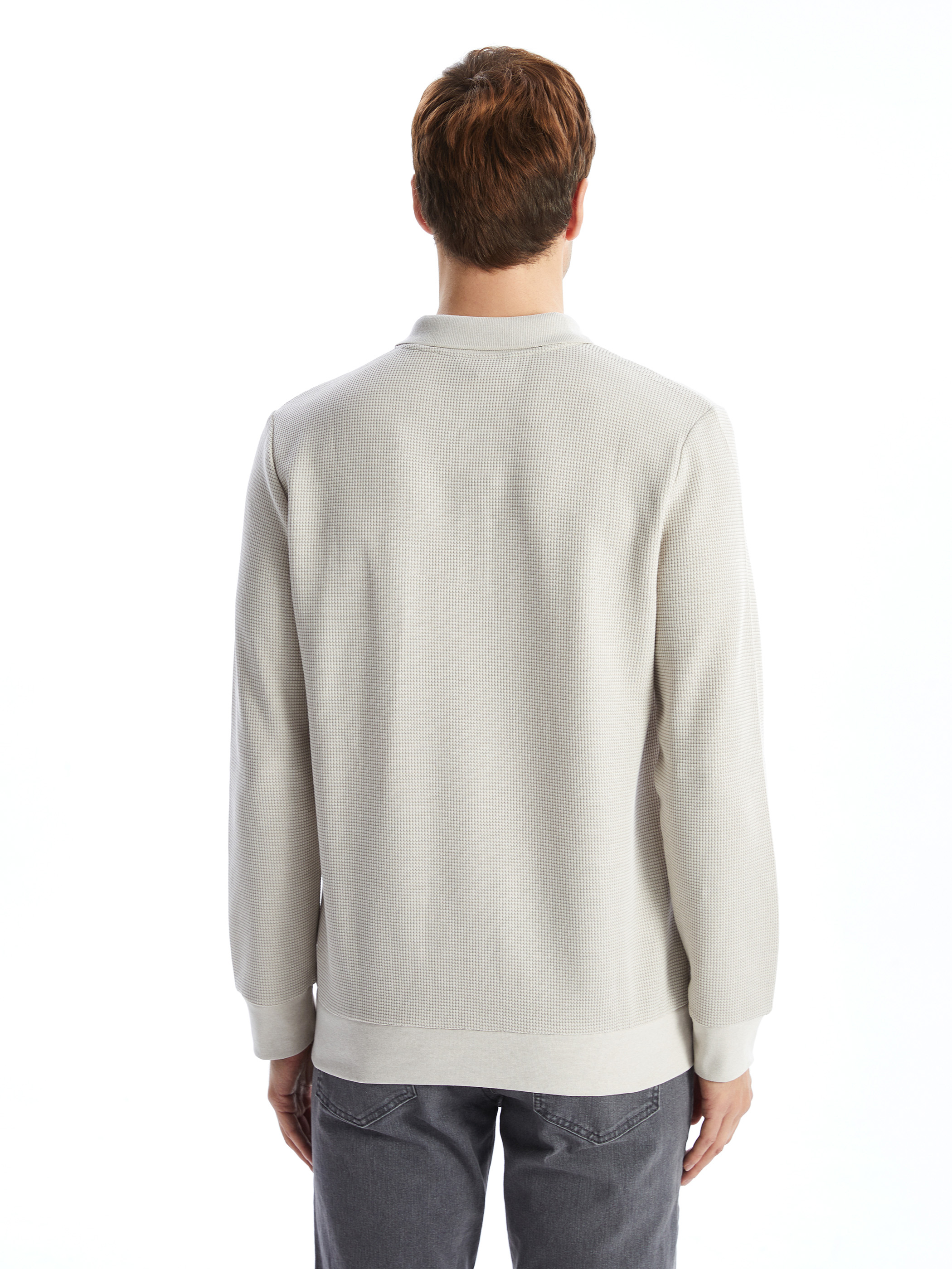 LCWAIKIKI Classic Polo Yaka Uzun Kollu Erkek Sweatshirt görsel 4