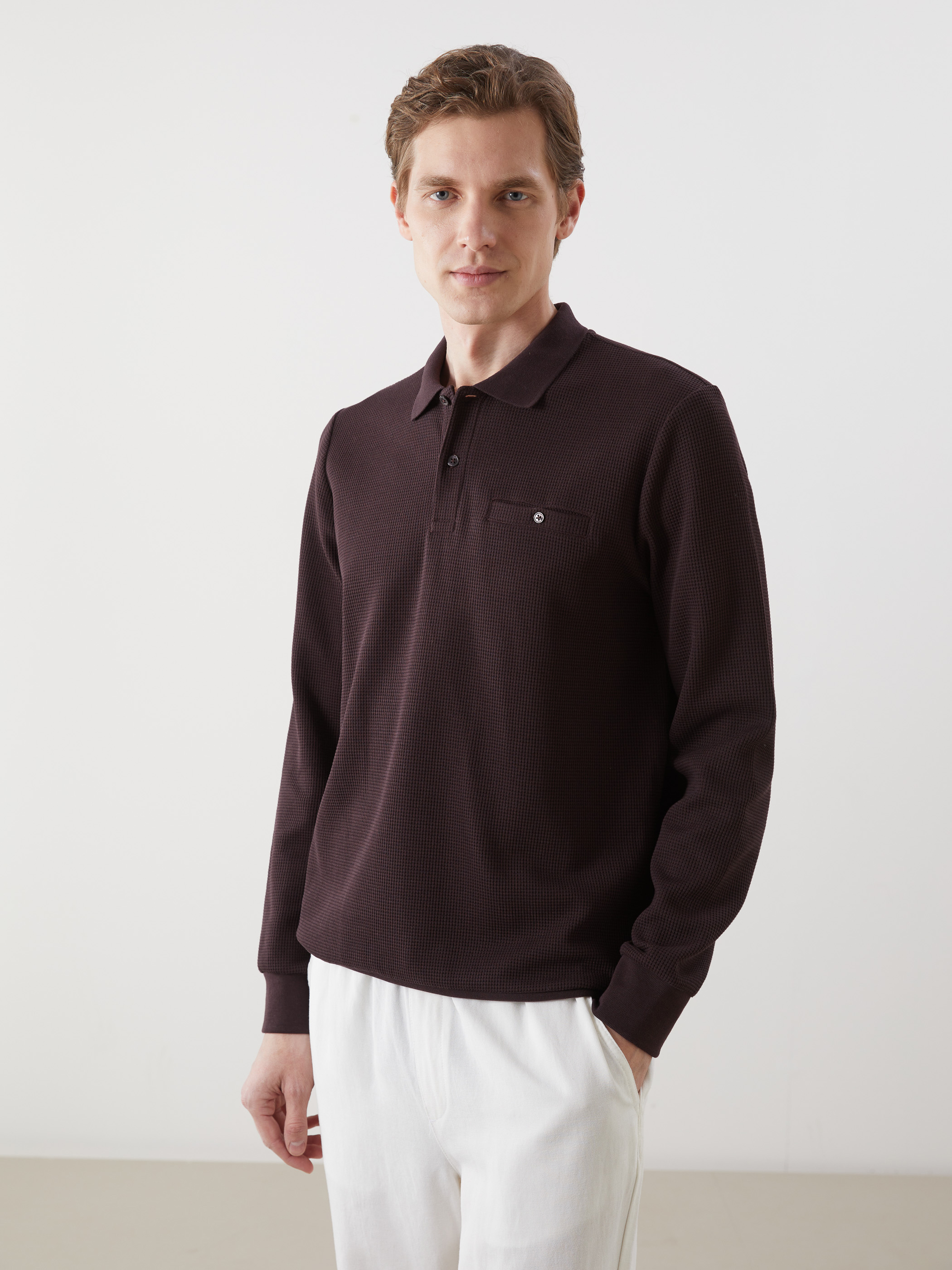 LCWAIKIKI Classic Polo Yaka Uzun Kollu Erkek Sweatshirt