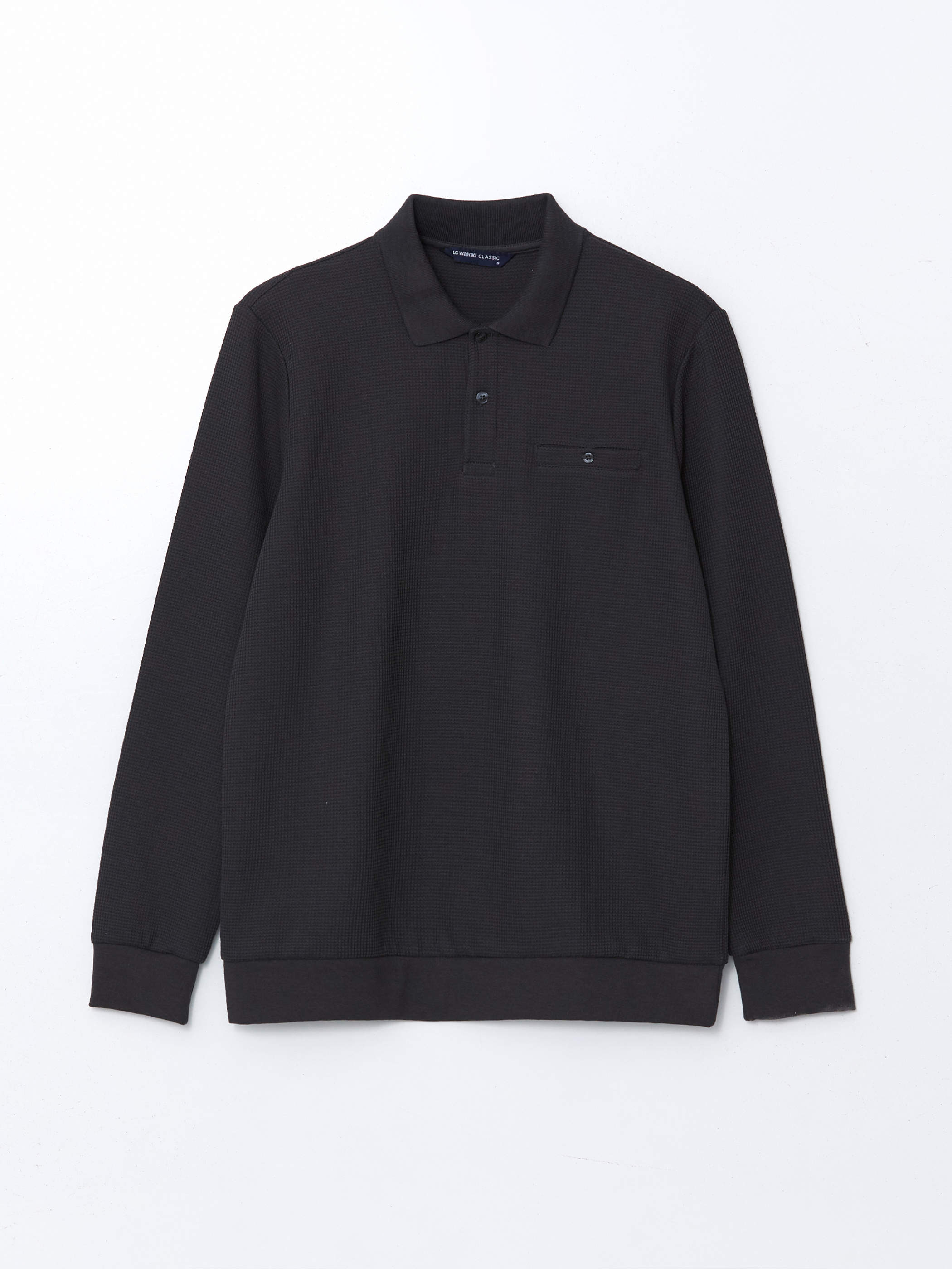 LCWAIKIKI Classic Polo Yaka Uzun Kollu Erkek Sweatshirt görsel 5