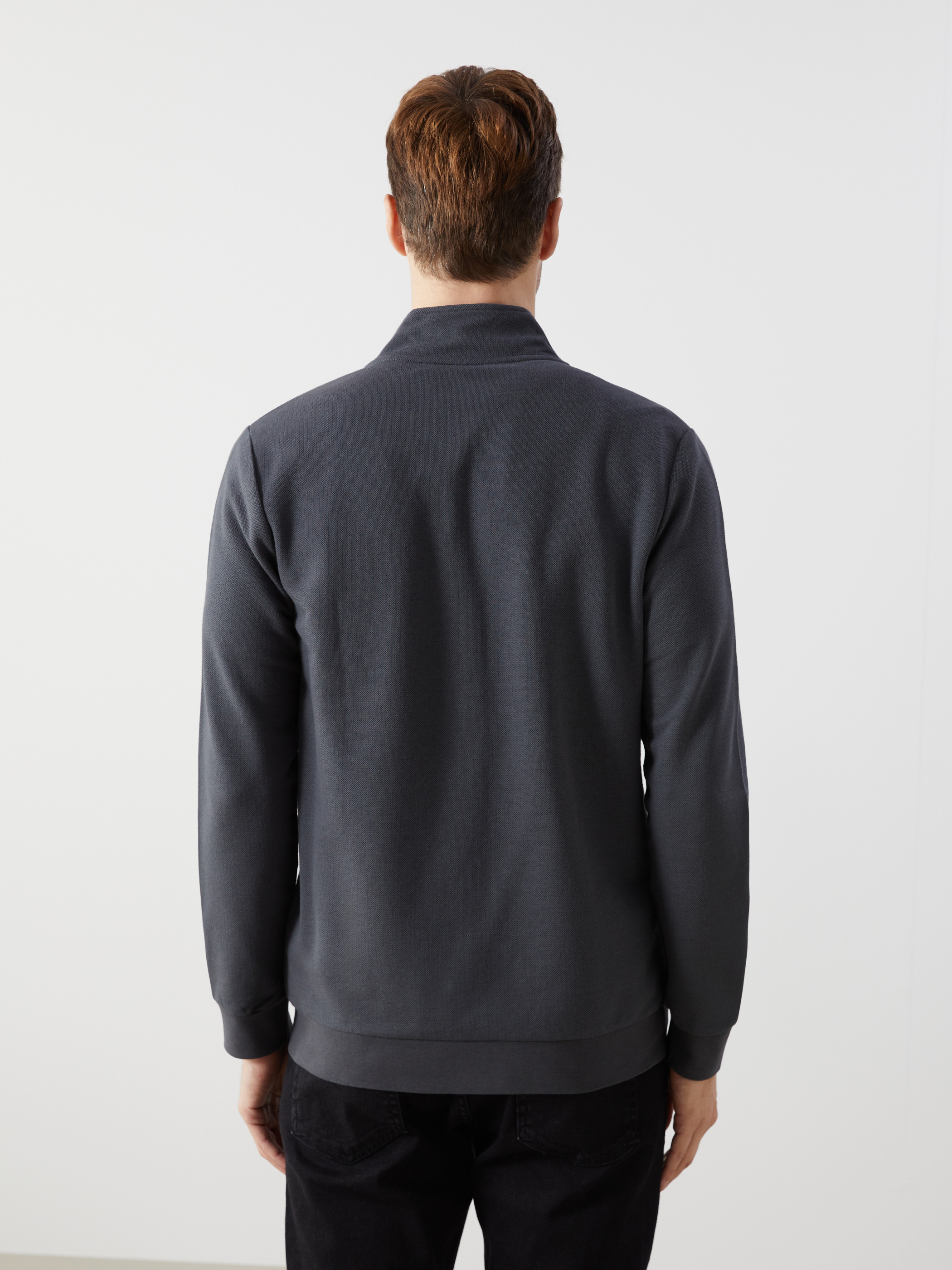 LCWAIKIKI Classic Dik Yaka Uzun Kollu Erkek Fermuarlı Sweatshirt görsel 4