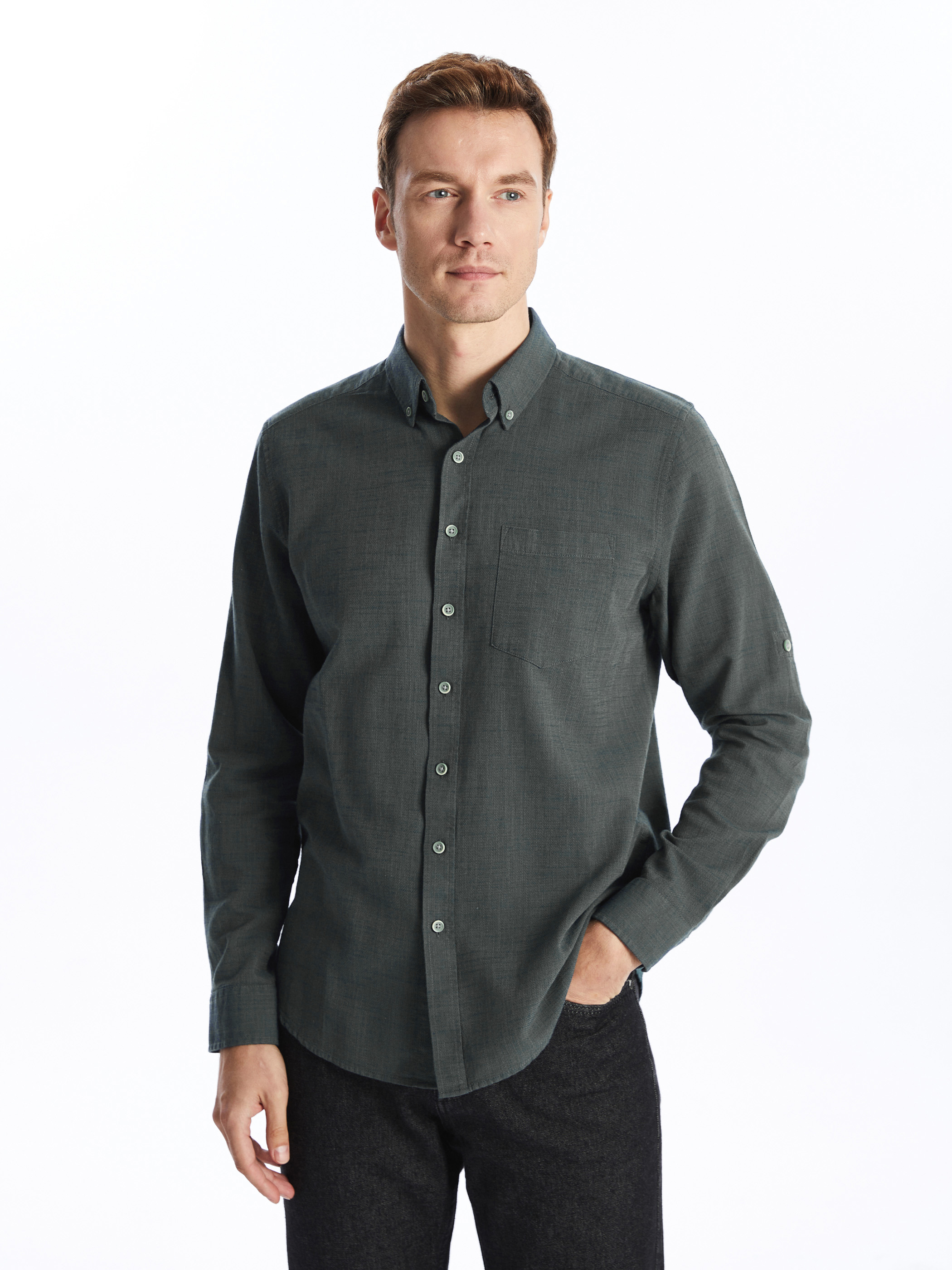 LCWAIKIKI Classic Regular Fit Uzun Kollu Armürlü Erkek Gömlek