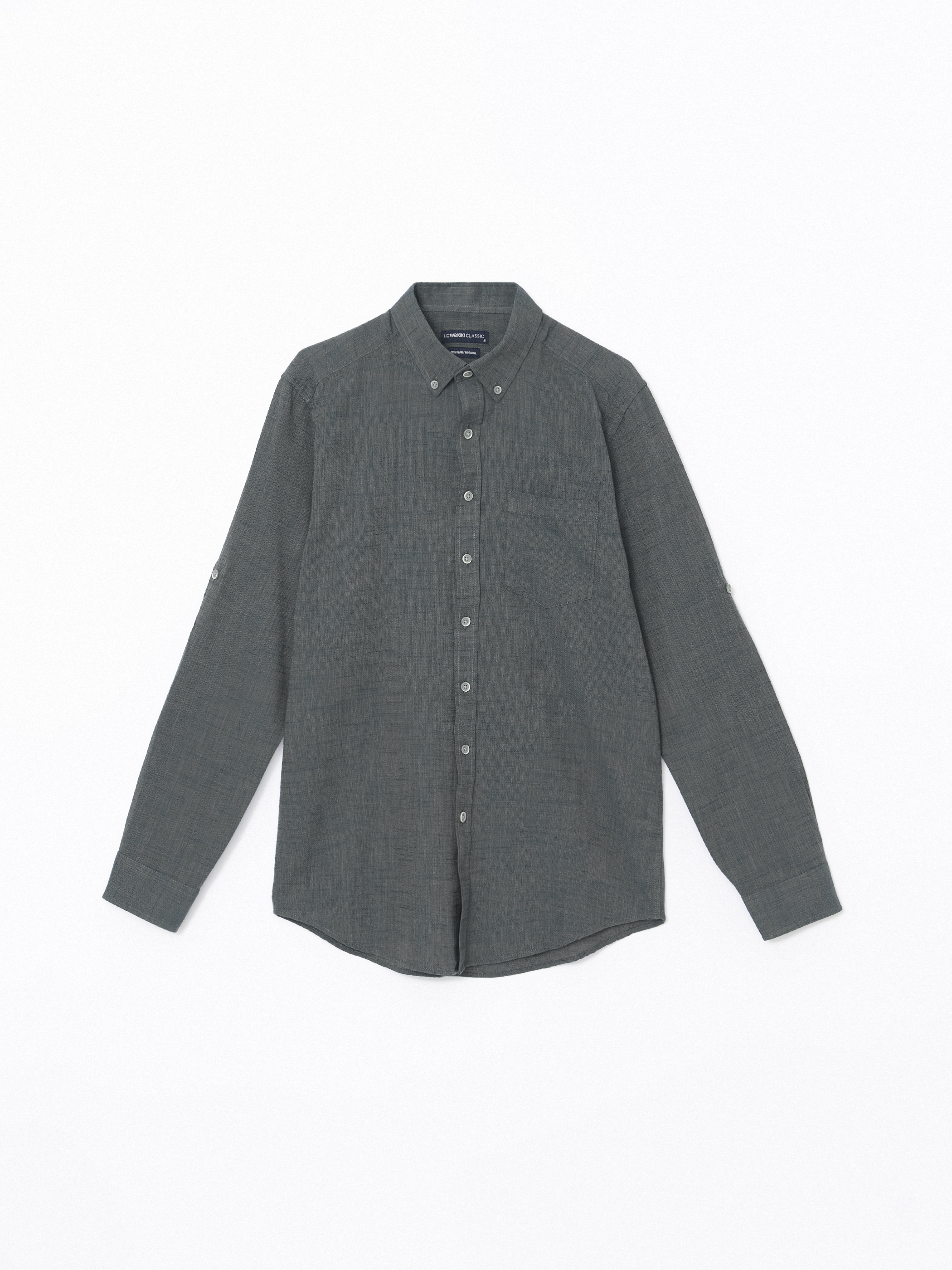 LCWAIKIKI Classic Regular Fit Uzun Kollu Armürlü Erkek Gömlek görsel 5