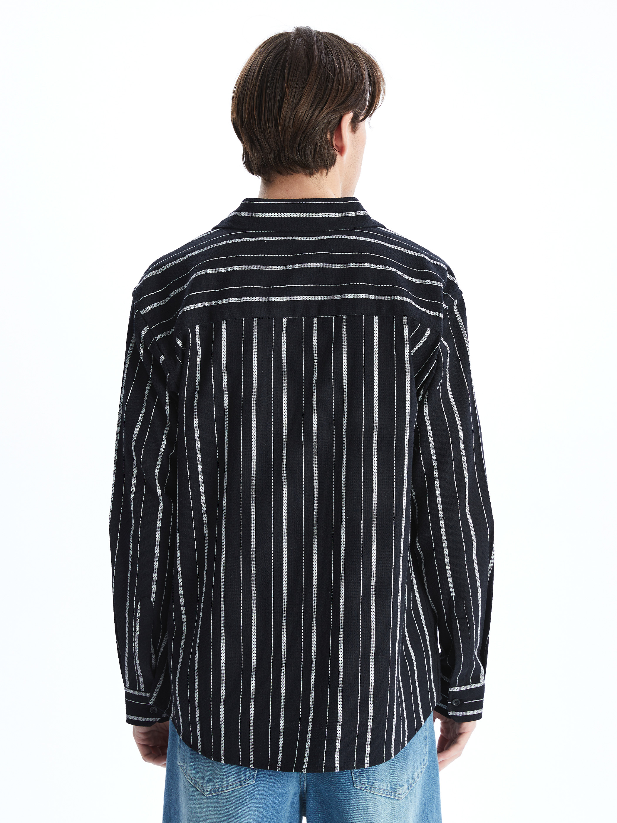 XSIDE Regular Fit Uzun Kollu Çizgili Erkek Gömlek görsel 4
