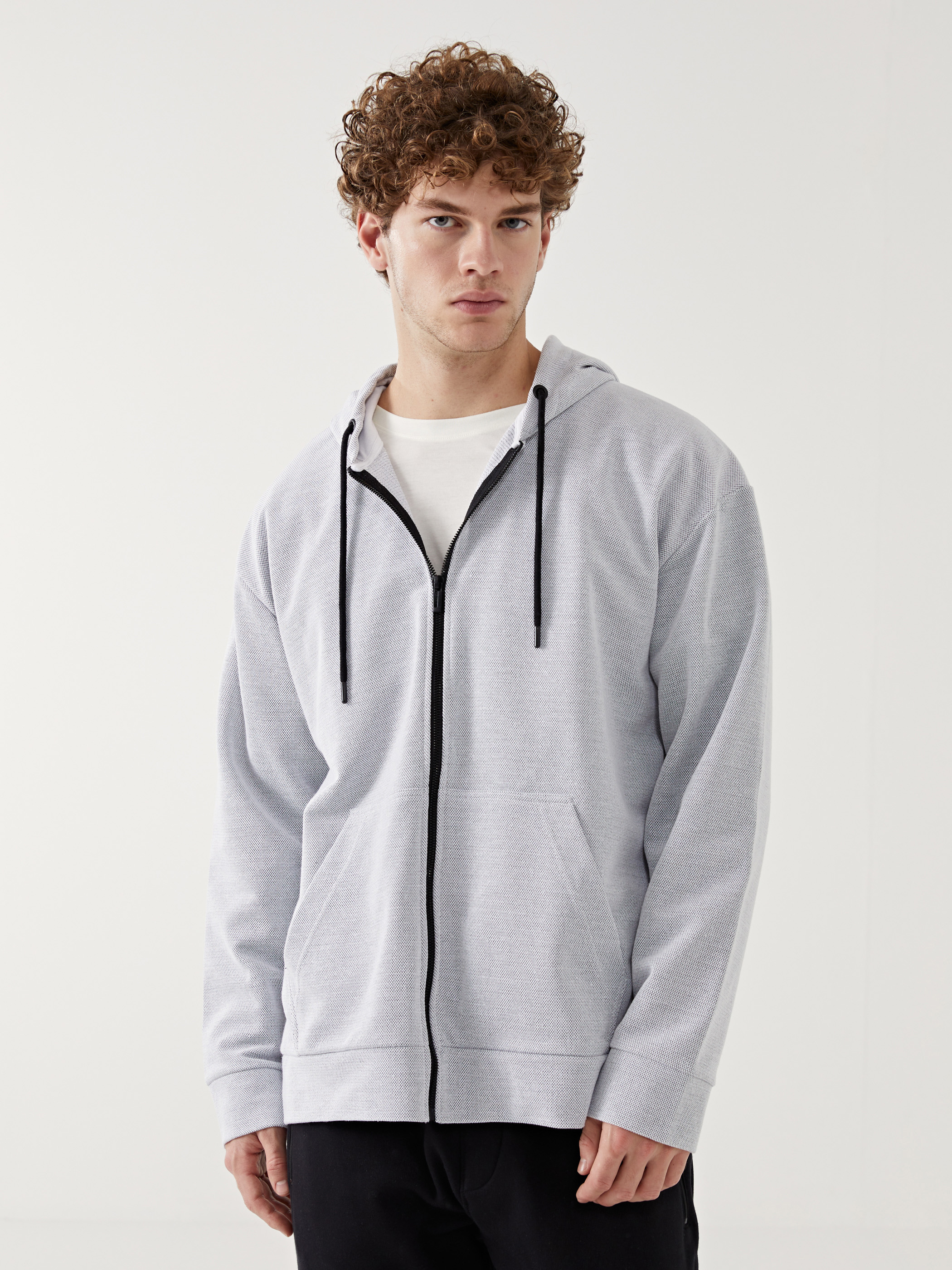 XSIDE Kapüşonlu Uzun Kollu Erkek Fermuarlı Sweatshirt
