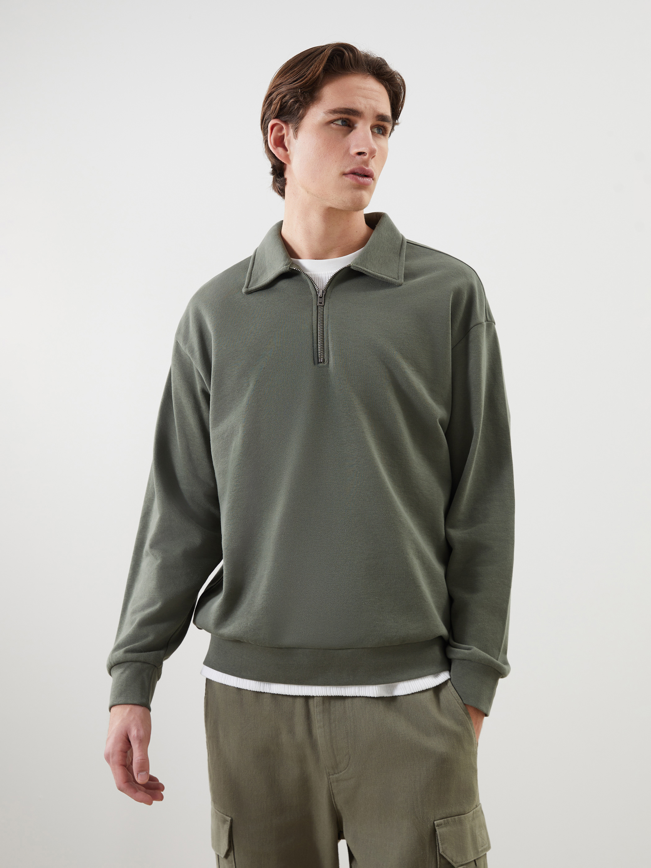 XSIDE Polo Yaka Uzun Kollu Erkek Sweatshirt