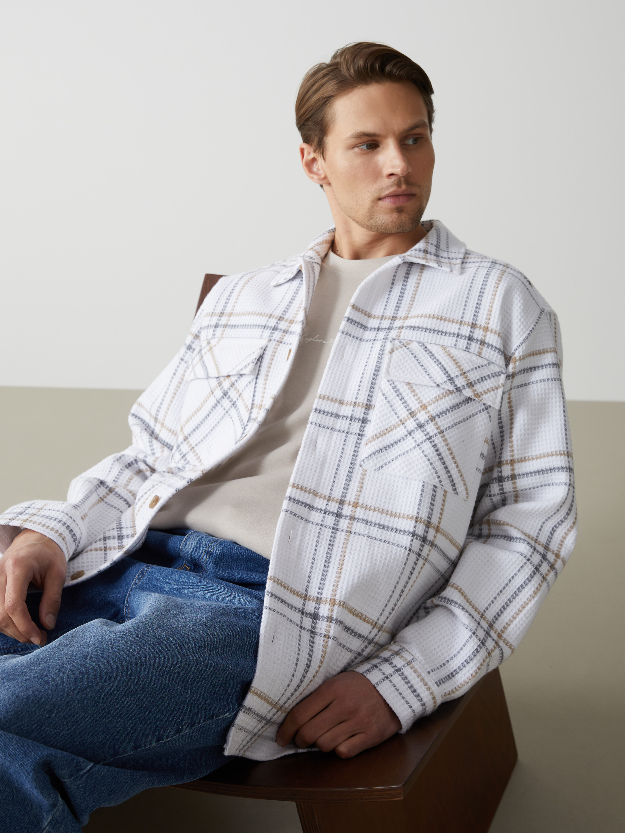 LCW Vision Regular Fit Ekose Yün Karışımlı Erkek Gömlek Ceket