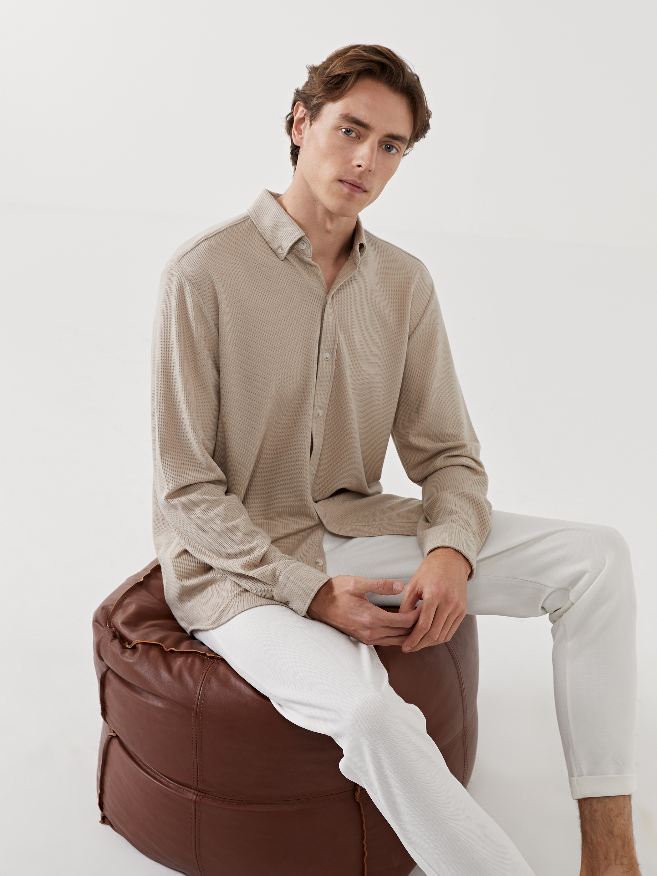 LCW Vision Slim Fit Uzun Kollu Erkek Dokulu Gömlek