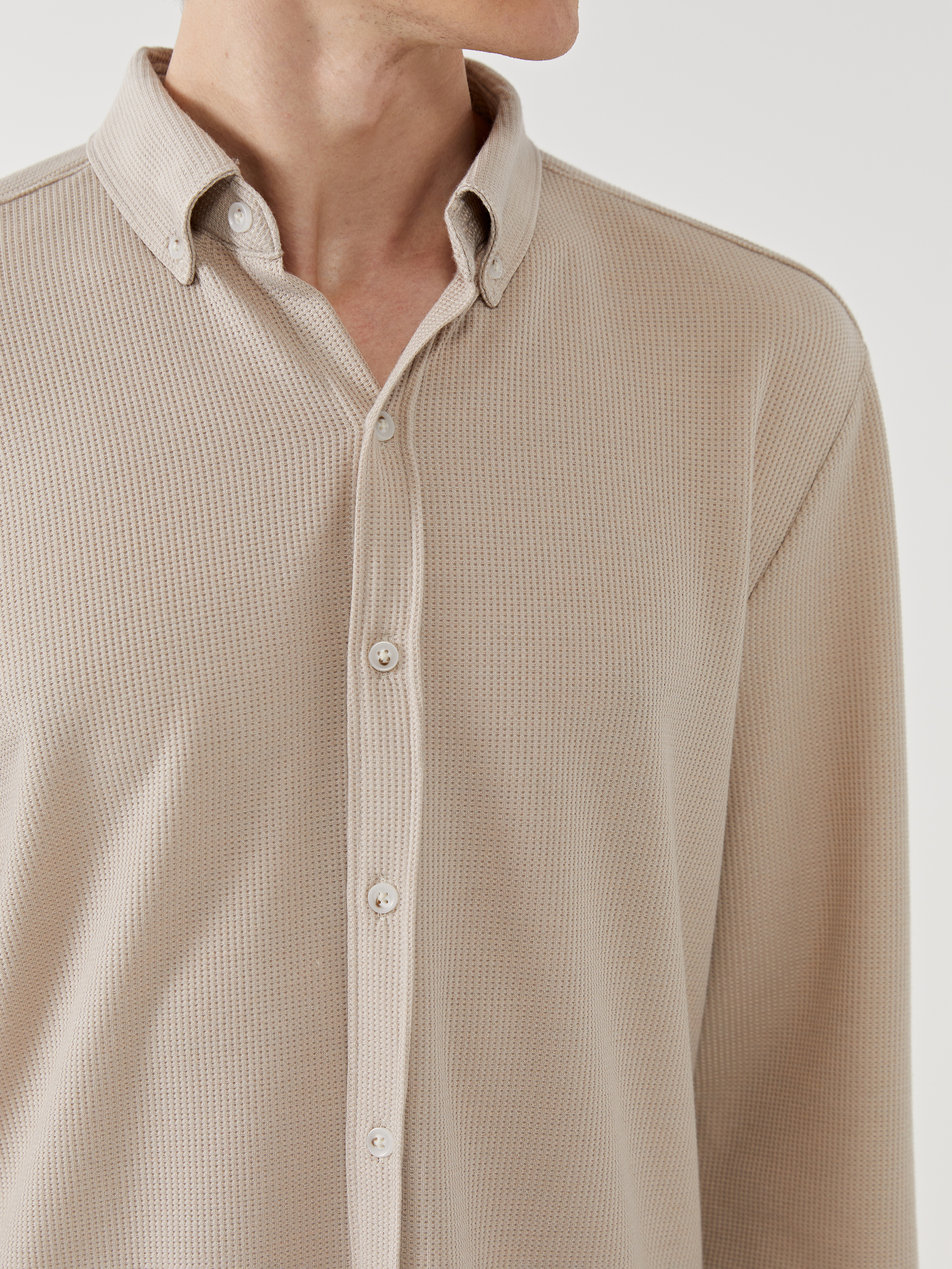 LCW Vision Slim Fit Uzun Kollu Erkek Dokulu Gömlek görsel 3