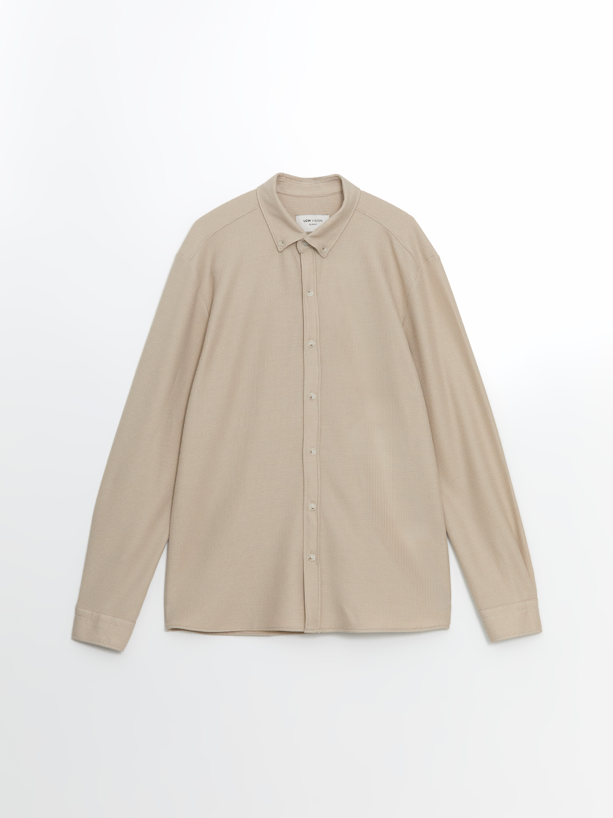 LCW Vision Slim Fit Uzun Kollu Erkek Dokulu Gömlek görsel 5