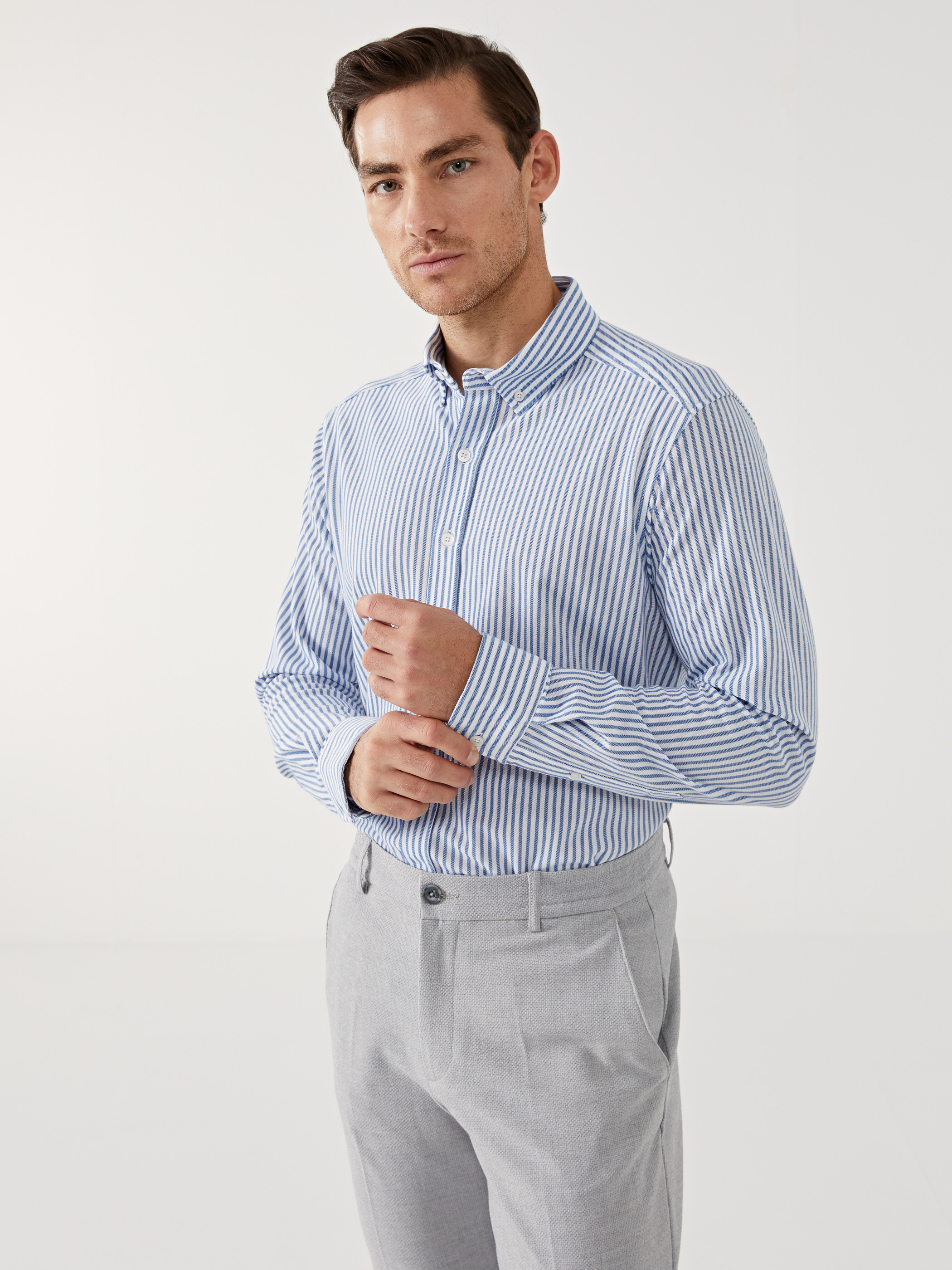 SOUTHBLUE Slim Fit Uzun Kollu Çizgili Erkek Gömlek görsel 2