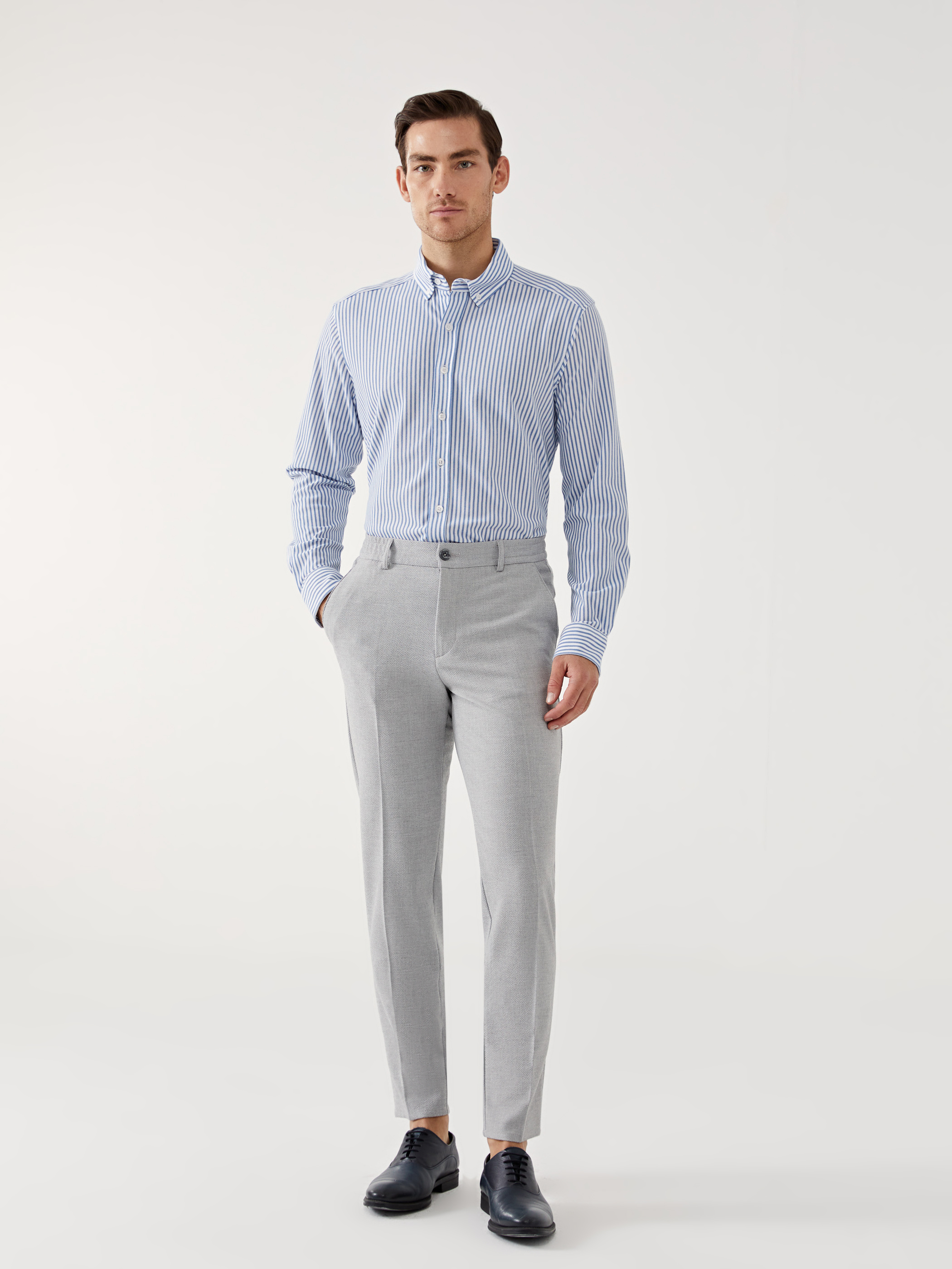 SOUTHBLUE Slim Fit Uzun Kollu Çizgili Erkek Gömlek görsel 4