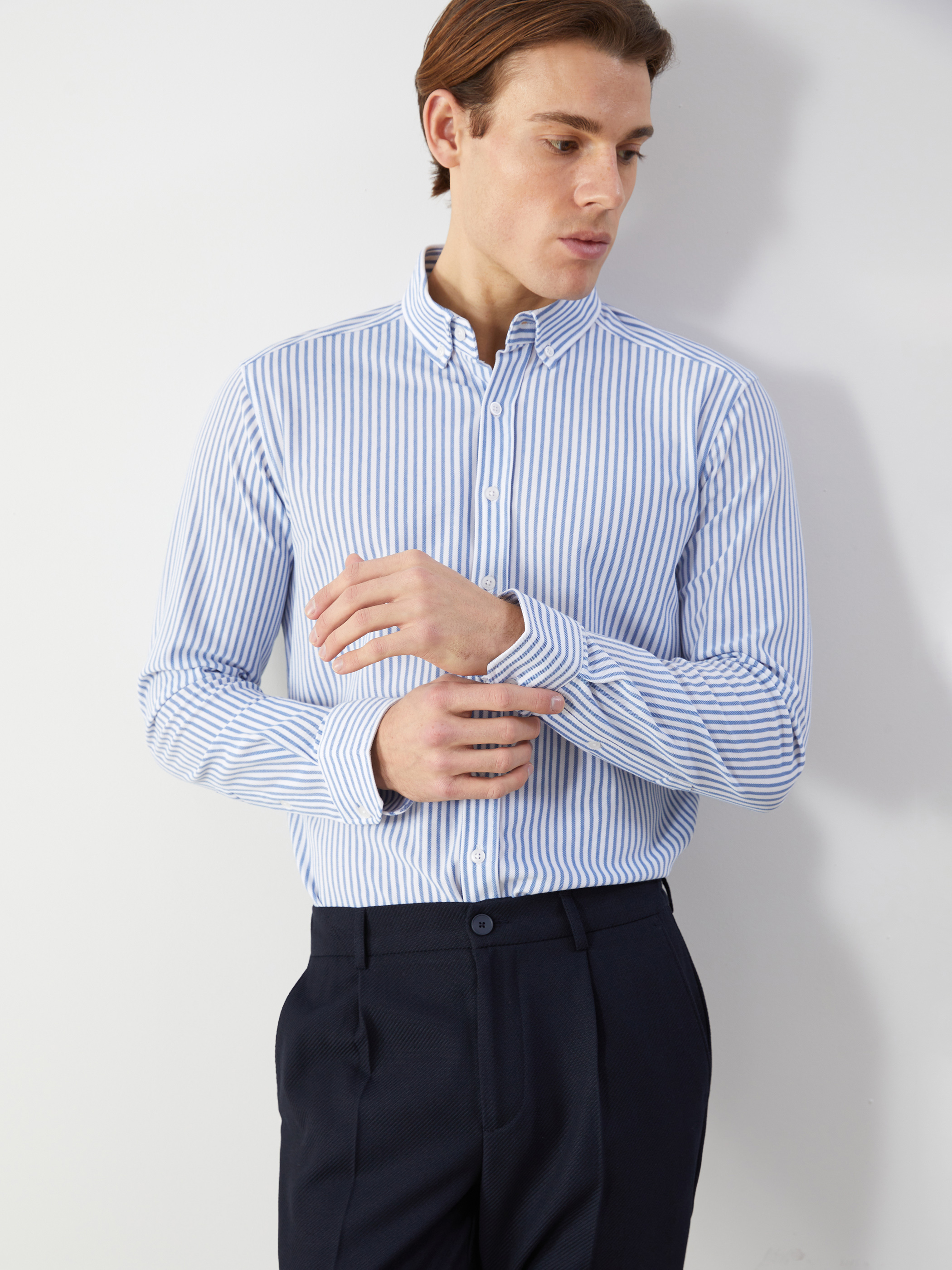 SOUTHBLUE Slim Fit Uzun Kollu Çizgili Erkek Gömlek
