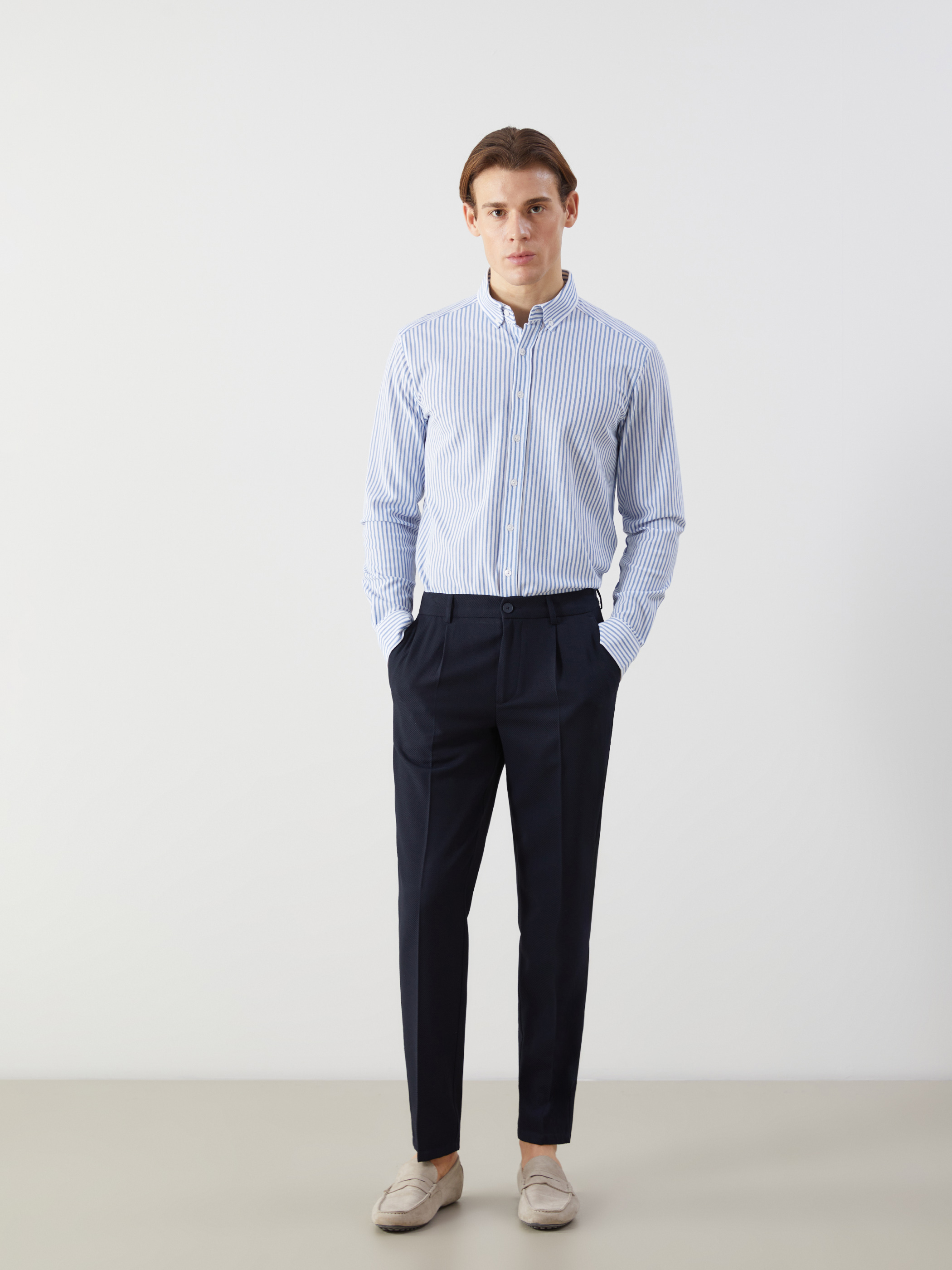 SOUTHBLUE Slim Fit Uzun Kollu Çizgili Erkek Gömlek görsel 3