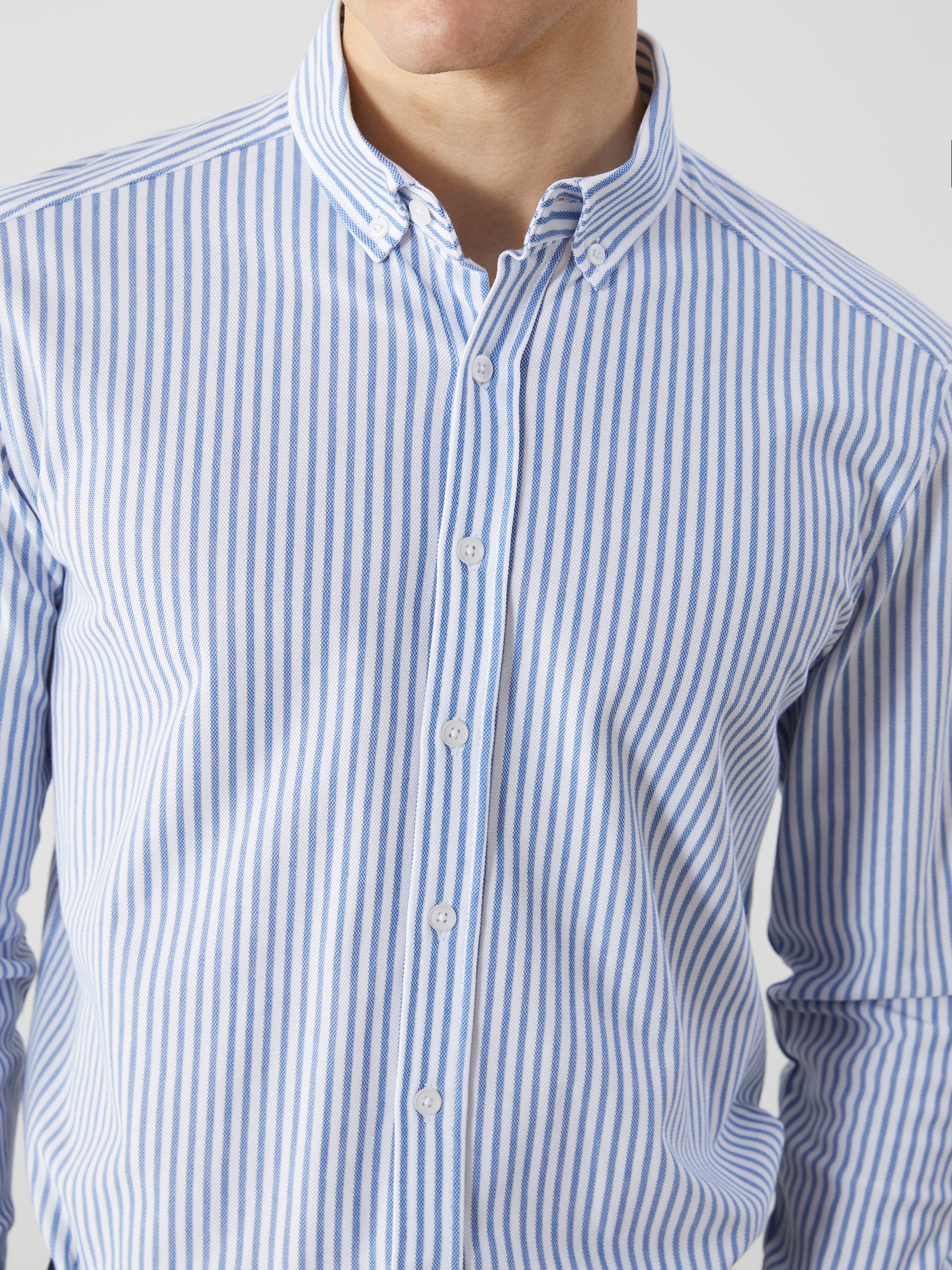 SOUTHBLUE Slim Fit Uzun Kollu Çizgili Erkek Gömlek görsel 5