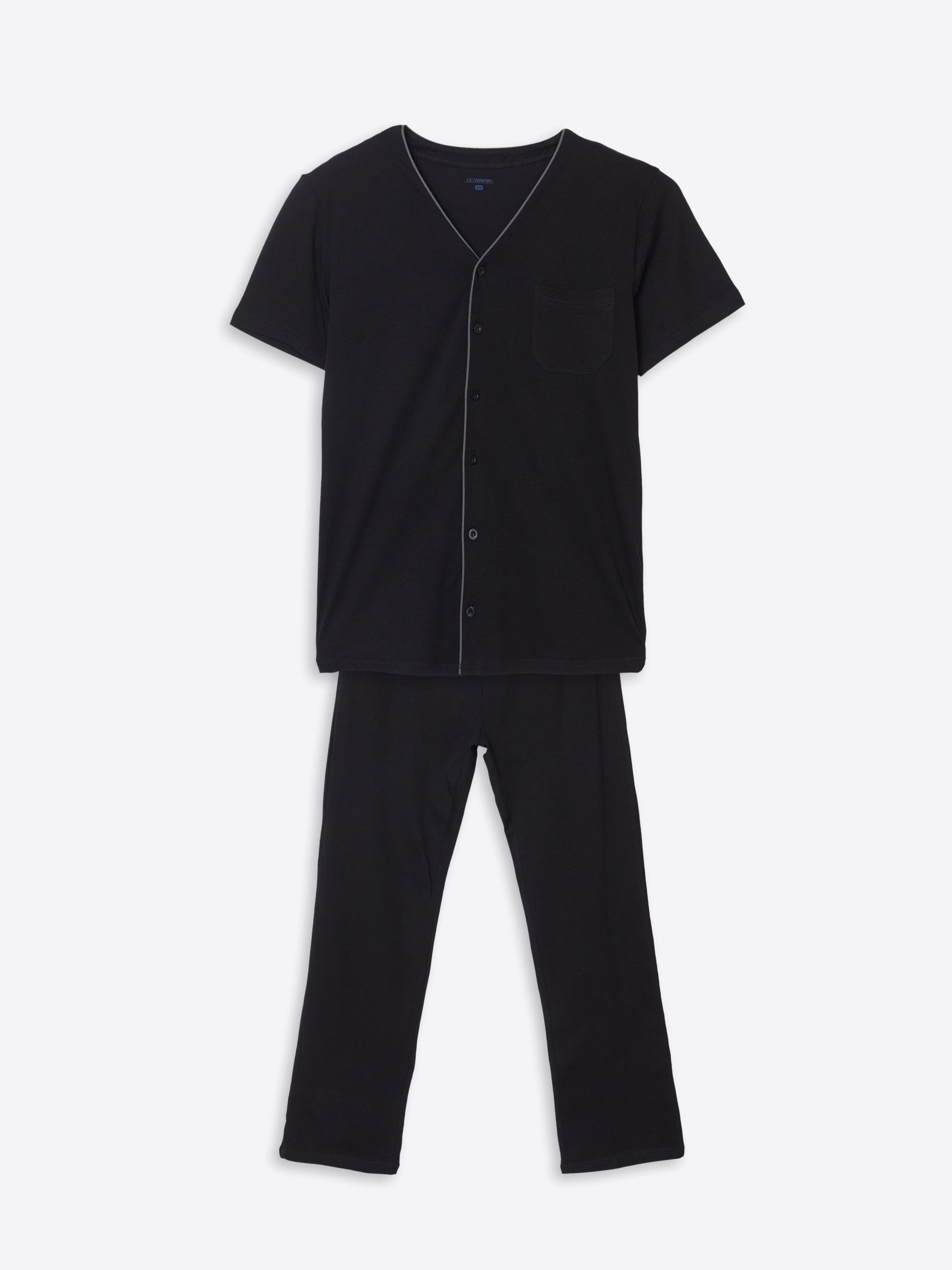 LC WAIKIKI Standart Kalıp Erkek Düğmeli Pijama Takımı görsel 5