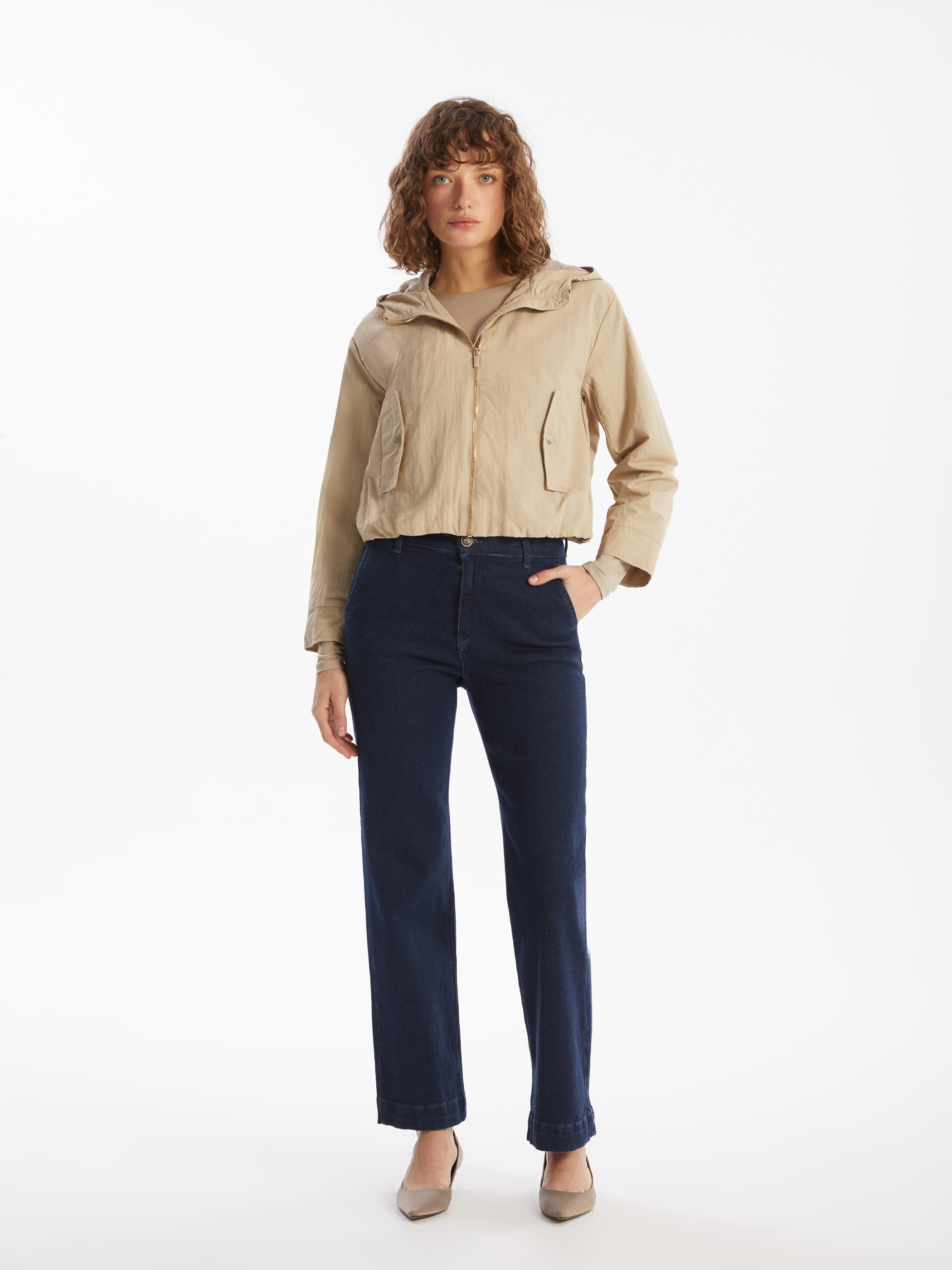 XSIDE Kapüşonlu Düz Oversize Kadın Trençkot görsel 2