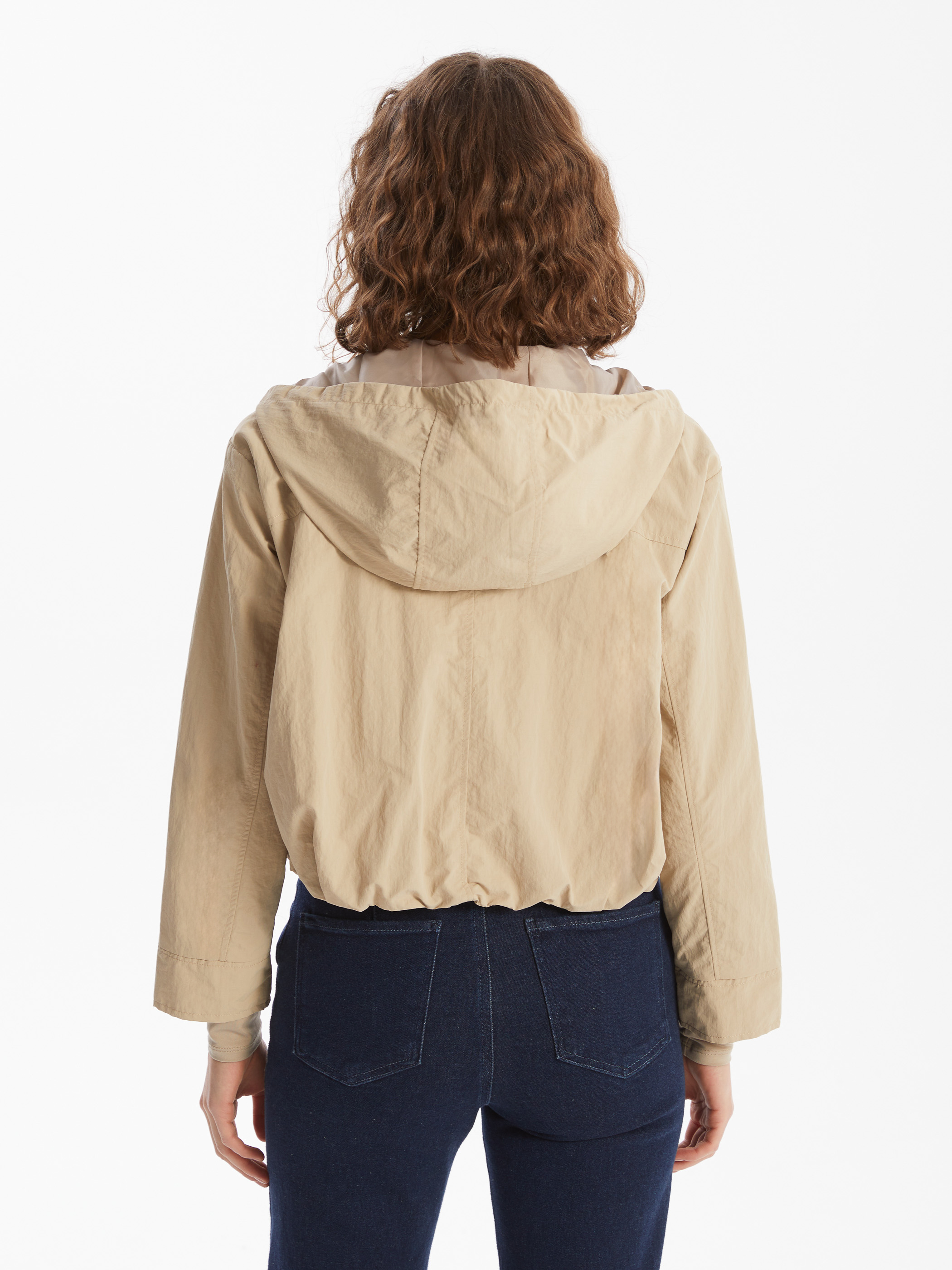 XSIDE Kapüşonlu Düz Oversize Kadın Trençkot görsel 5