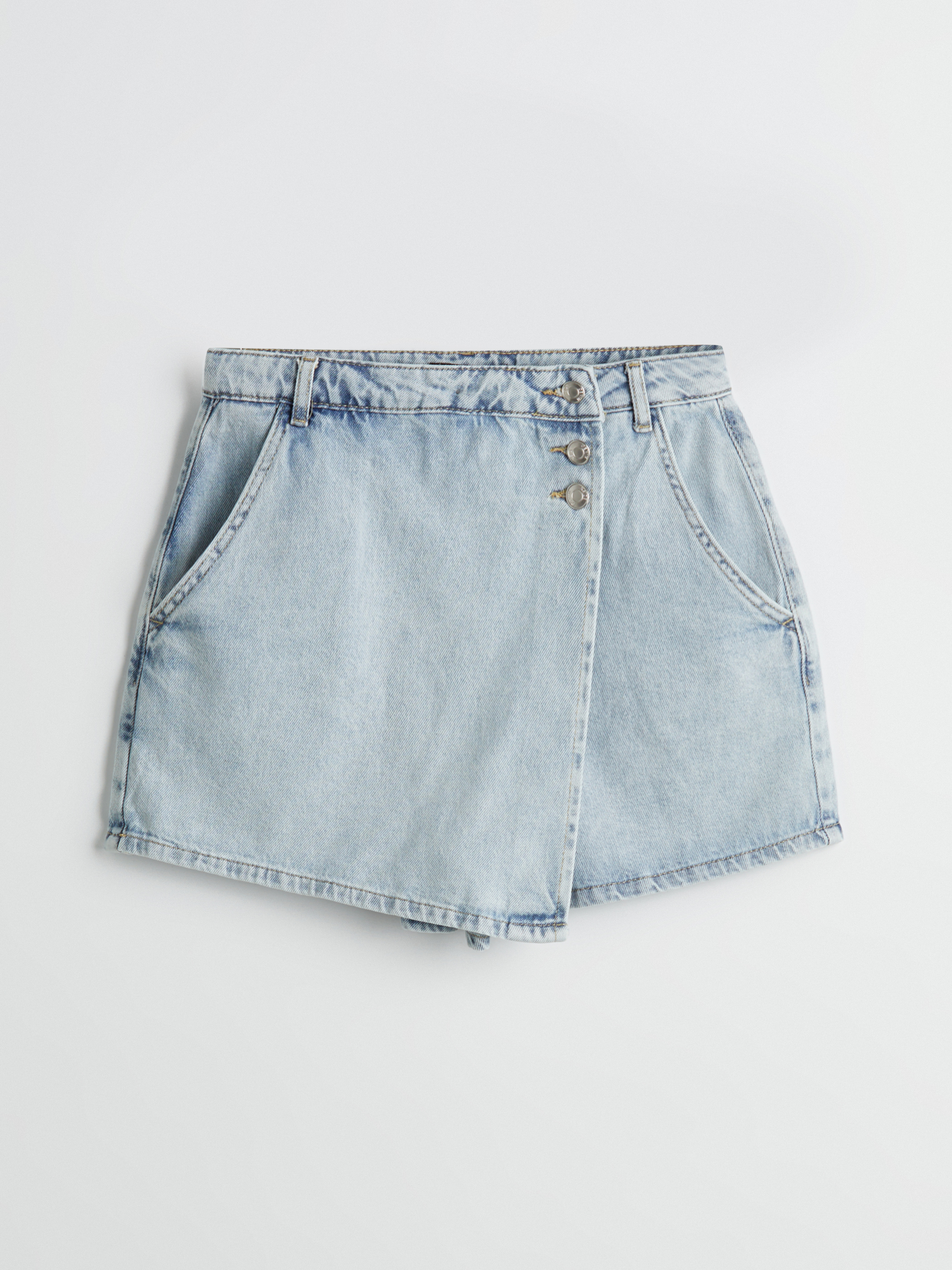 XSIDE Dar Fit Kadın Jean Şort Etek görsel 5
