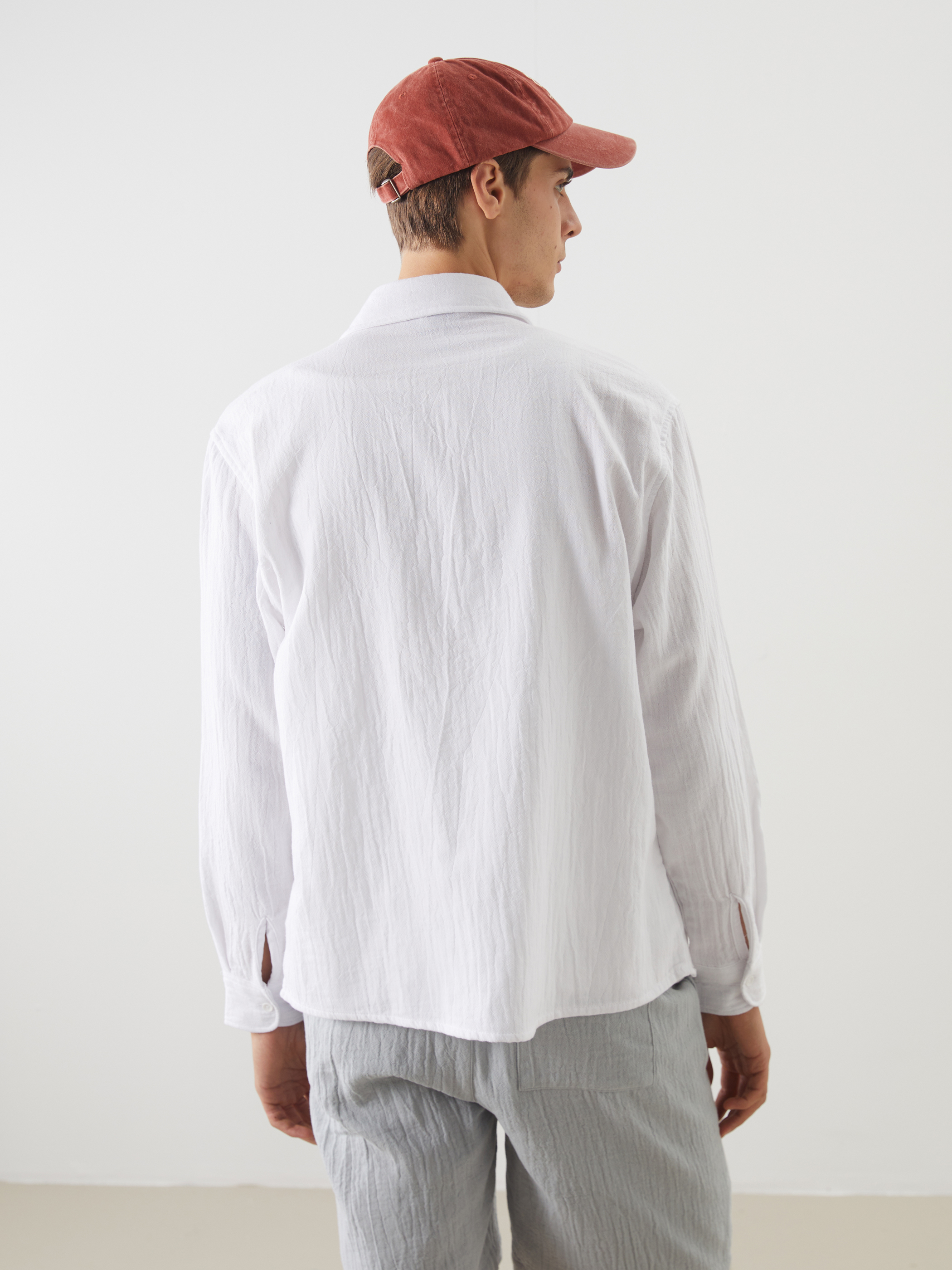 XSIDE Regular Fit Müslin Kırışıklı Erkek Gömlek görsel 4