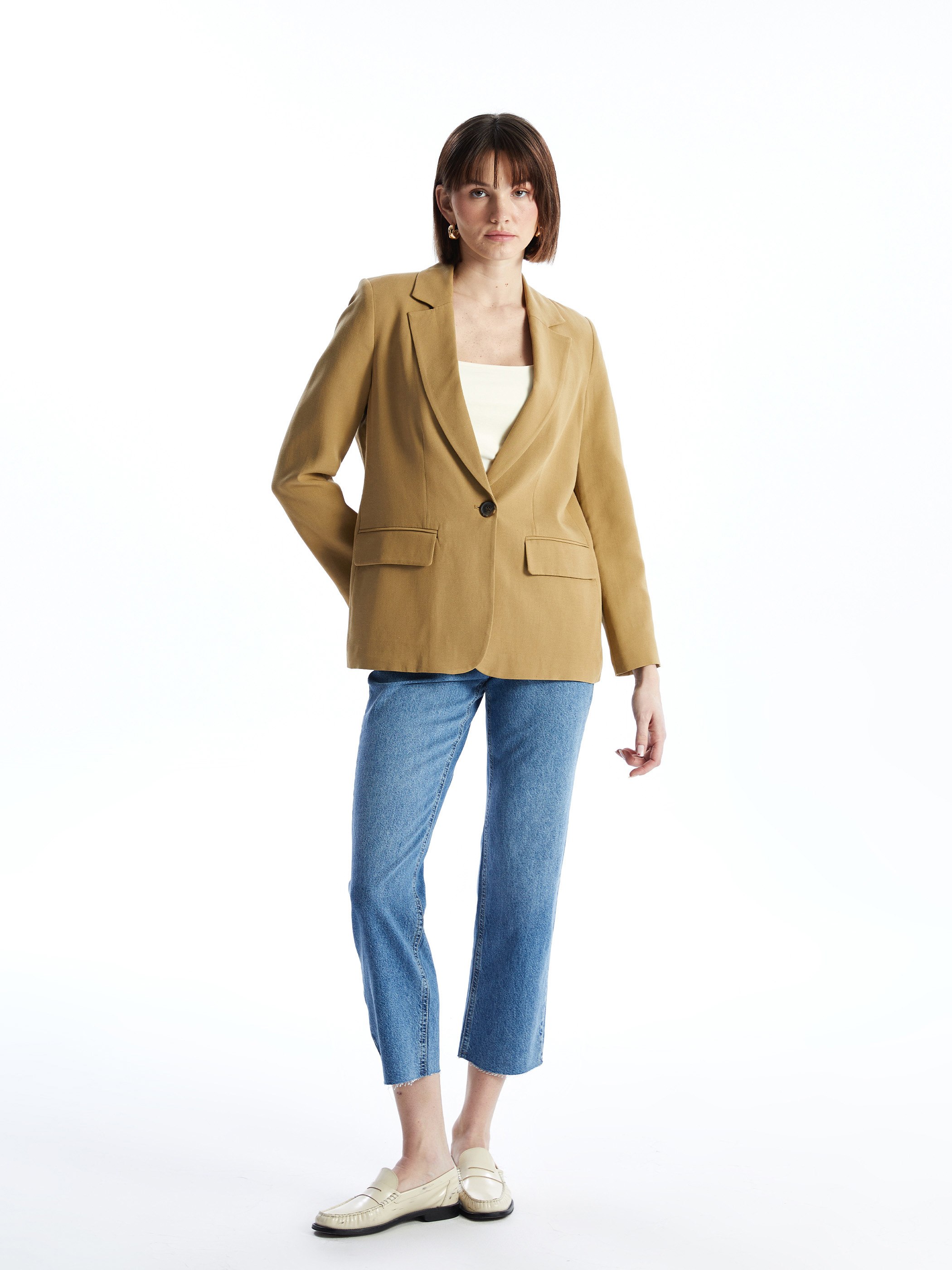 LCW Vision Keten Karışımlı Kadın Blazer Ceket görsel 2