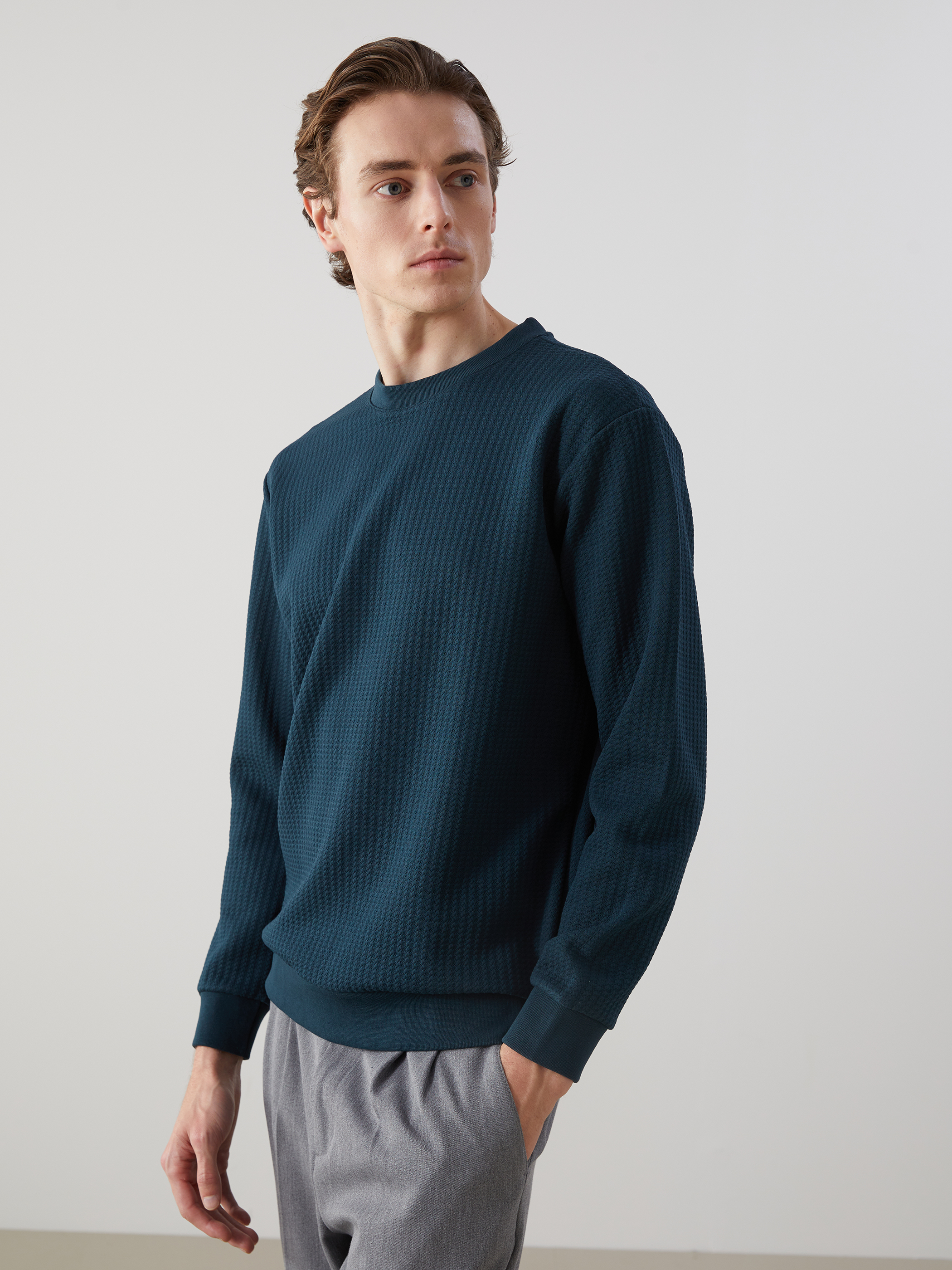 LCW Vision Bisiklet Yaka Uzun Kollu Erkek Sweatshirt