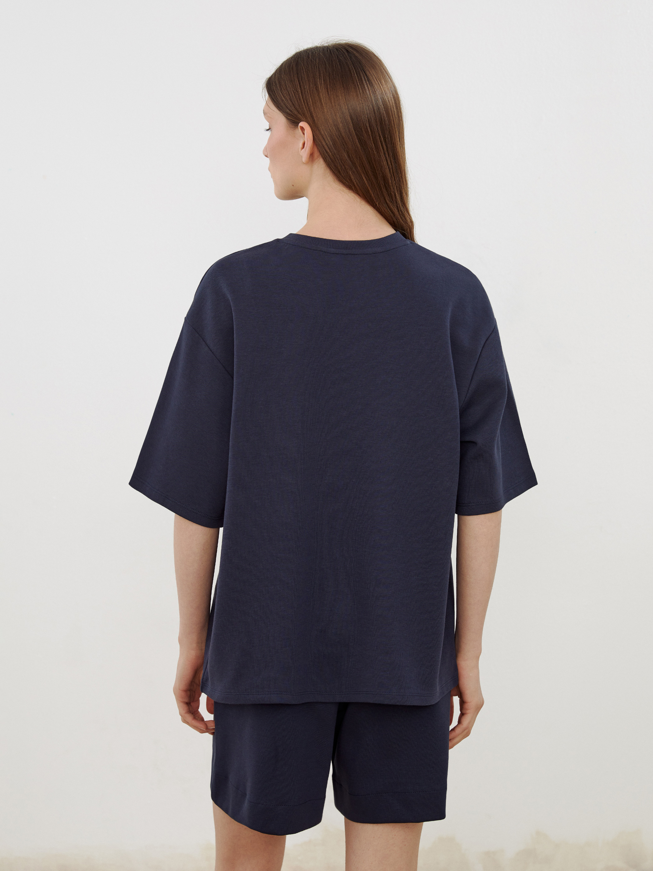 LCW Vision Bisiklet Yaka Baskılı Oversize Kadın Tişört görsel 4