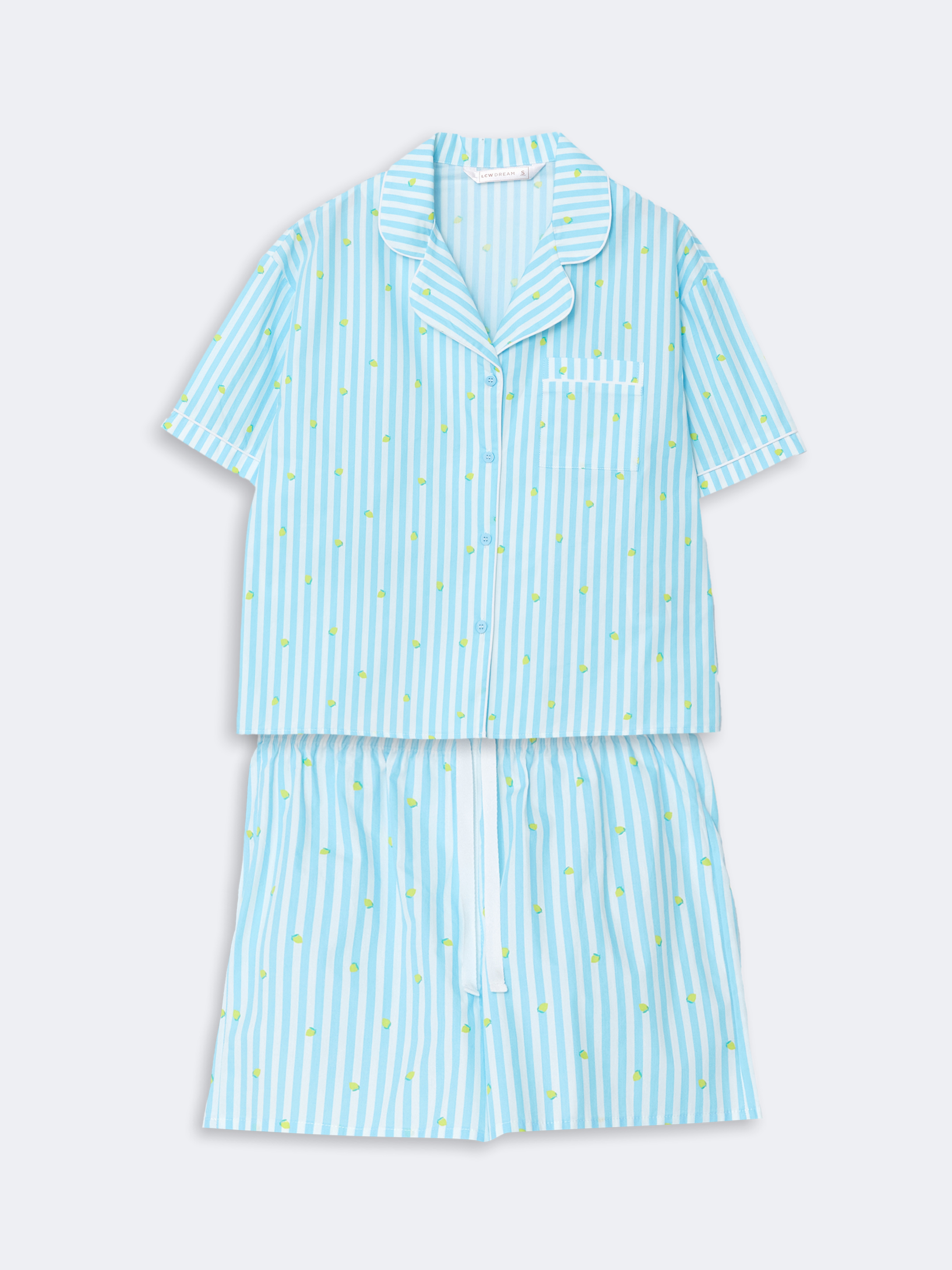 LCW DREAM Gömlek Yaka Çizgili Kadın Şortlu Pijama Takımı görsel 6