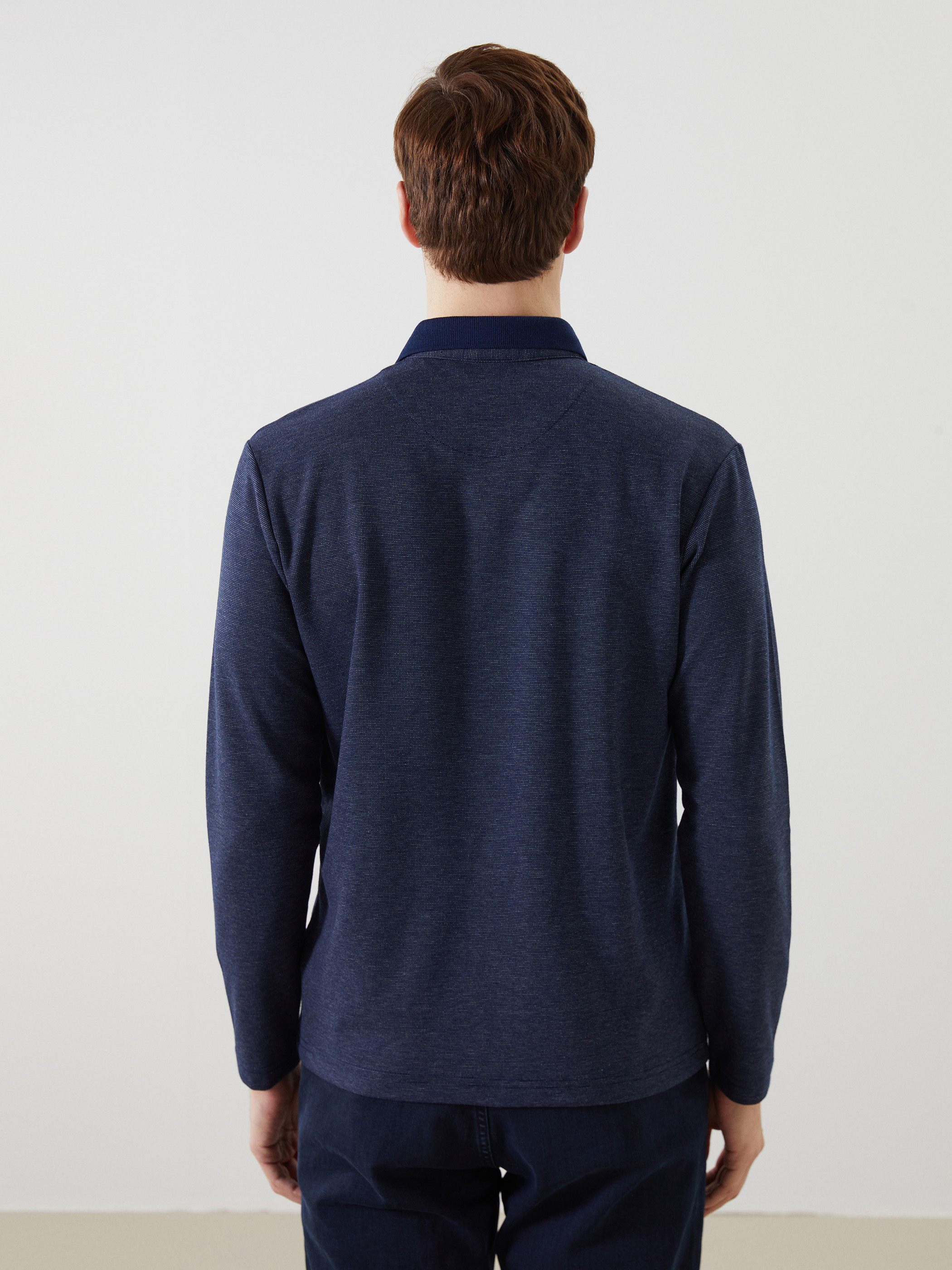 LCWAIKIKI Classic Polo Yaka Uzun Kollu Erkek Sweatshirt görsel 4