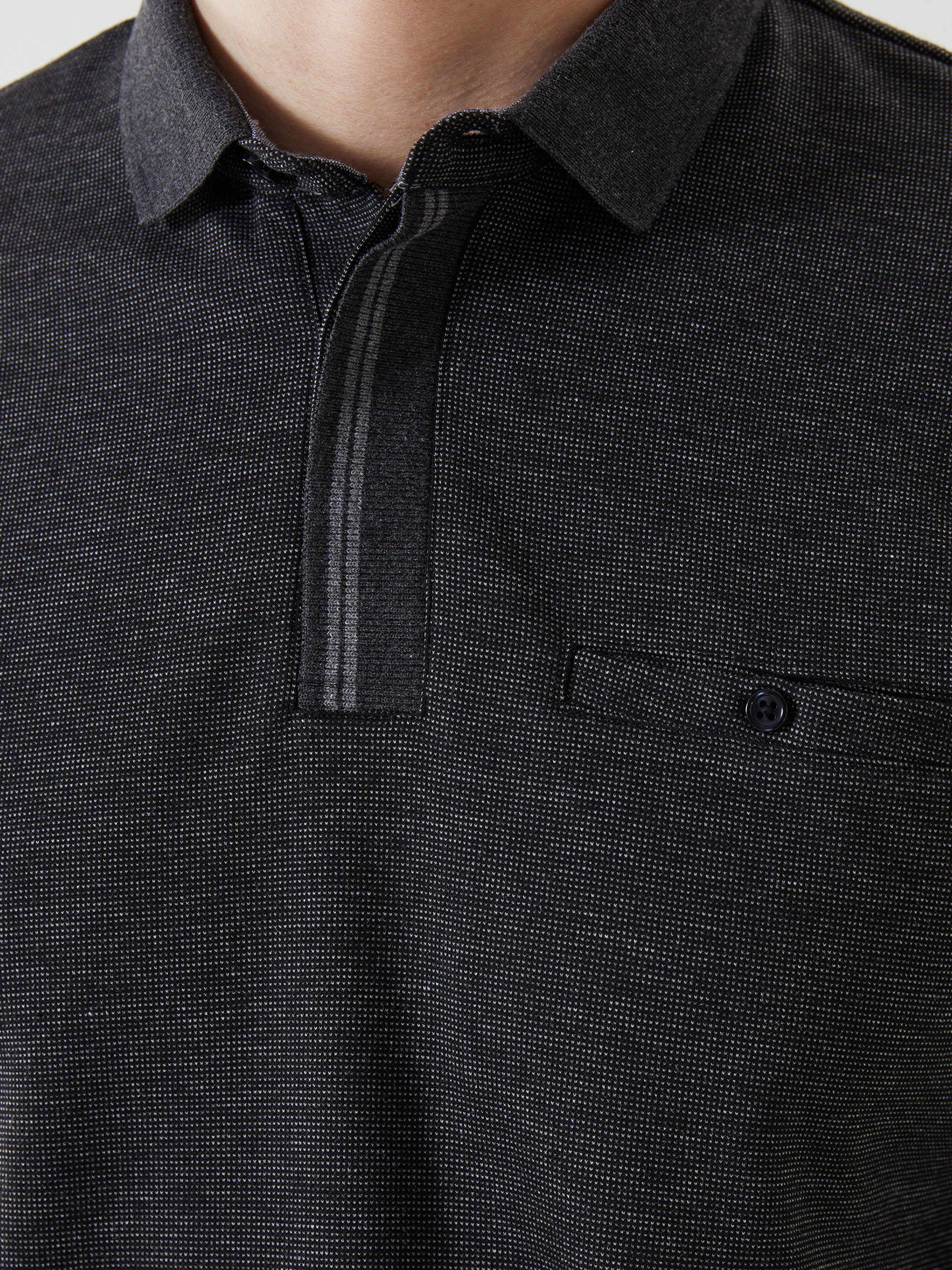 LCWAIKIKI Classic Polo Yaka Uzun Kollu Erkek Sweatshirt görsel 3