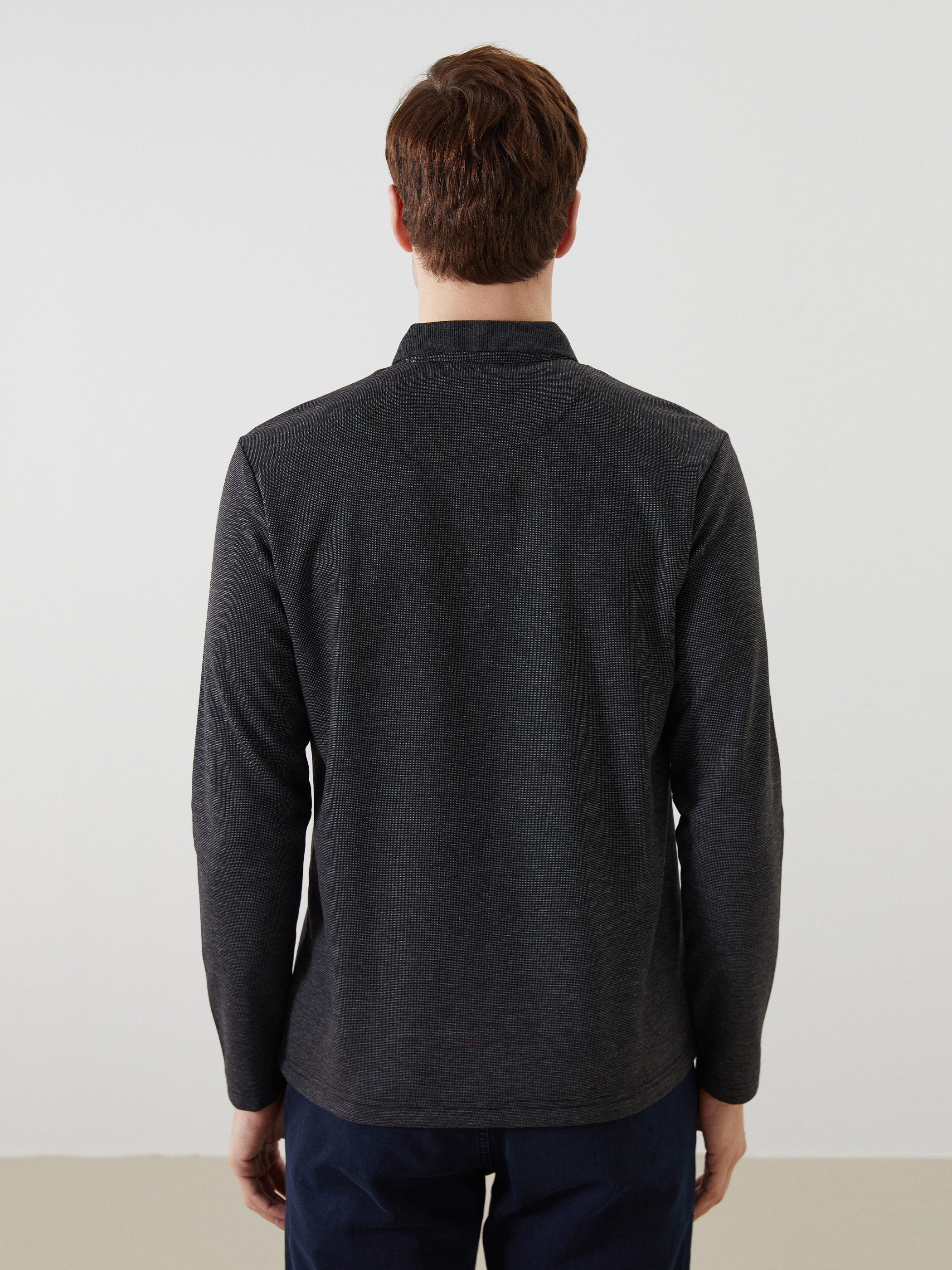 LCWAIKIKI Classic Polo Yaka Uzun Kollu Erkek Sweatshirt görsel 4