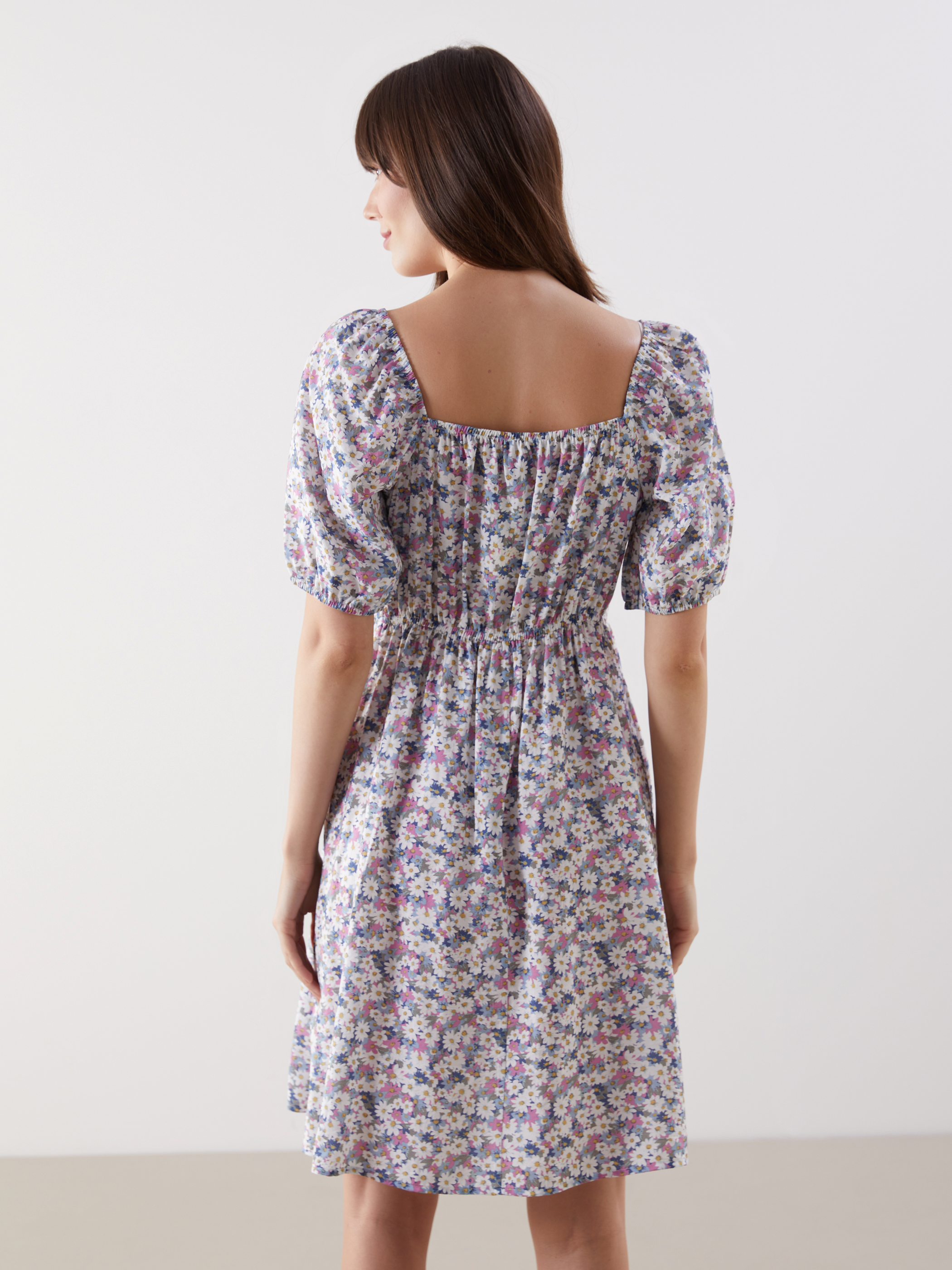 LCW Comfort Kalp Yaka Çiçekli Mini Elbise görsel 8
