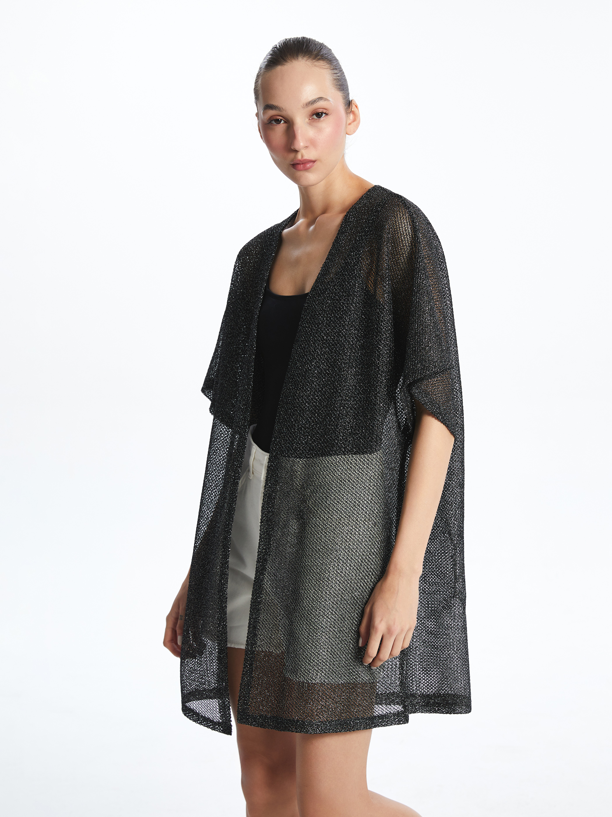 LCW DREAM Şal Yaka Parlak Görünümlü Kadın Kimono